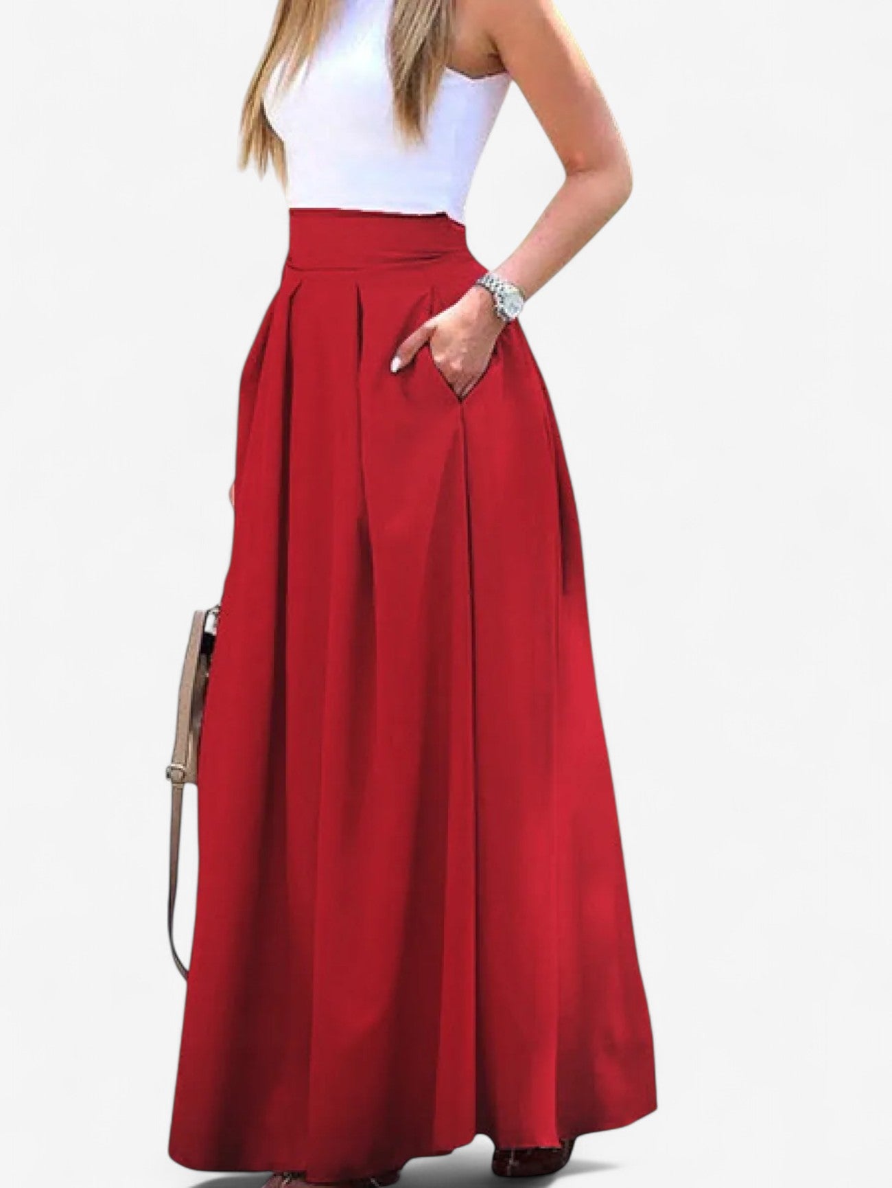 Jada | Women's High Waist  Pleated Maxi Skirt