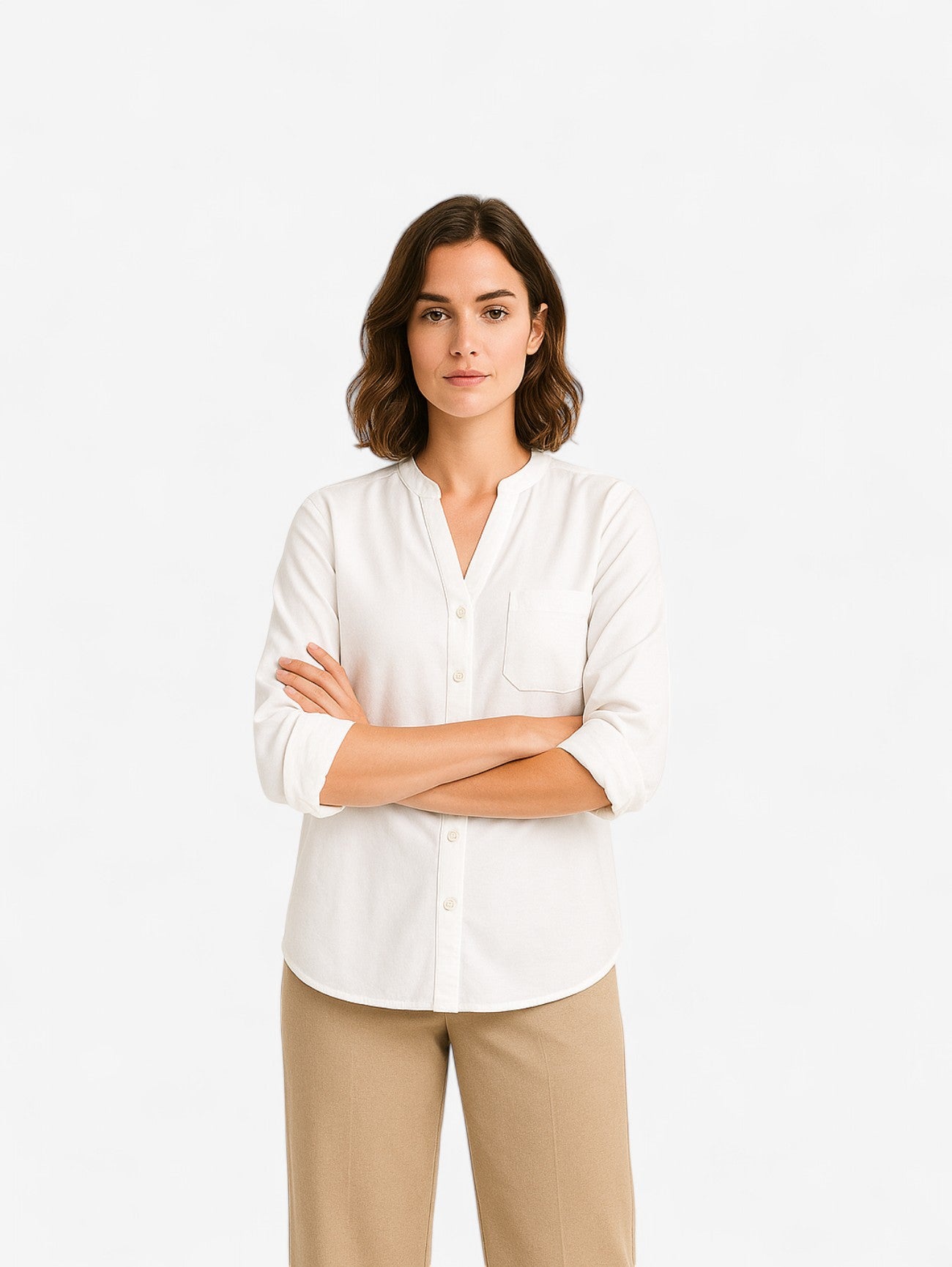 Jada | Women's Casual V Neck Long Sleeve Button Down Blouse