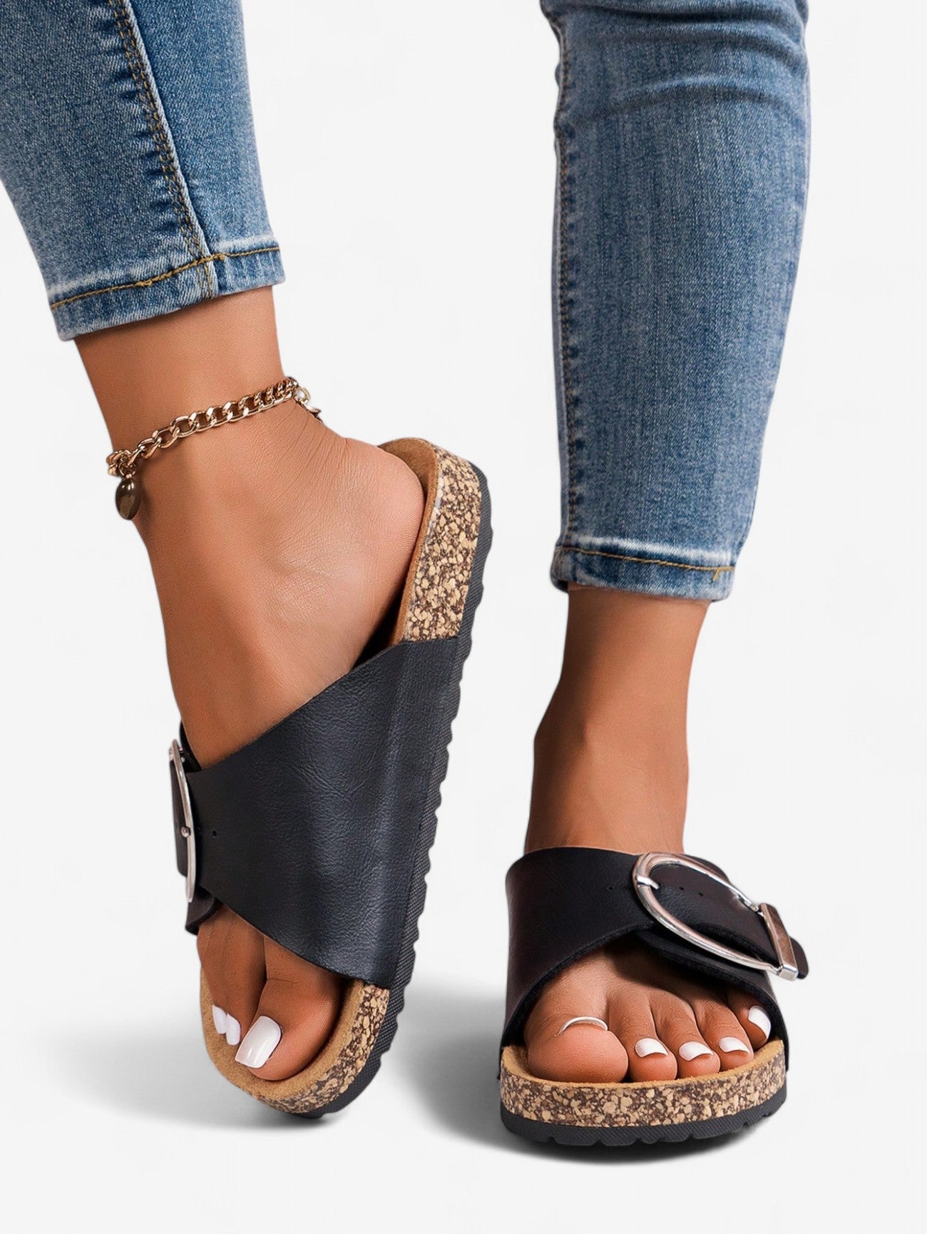 Jada | Women's Buckle Strap Slip On Slippers