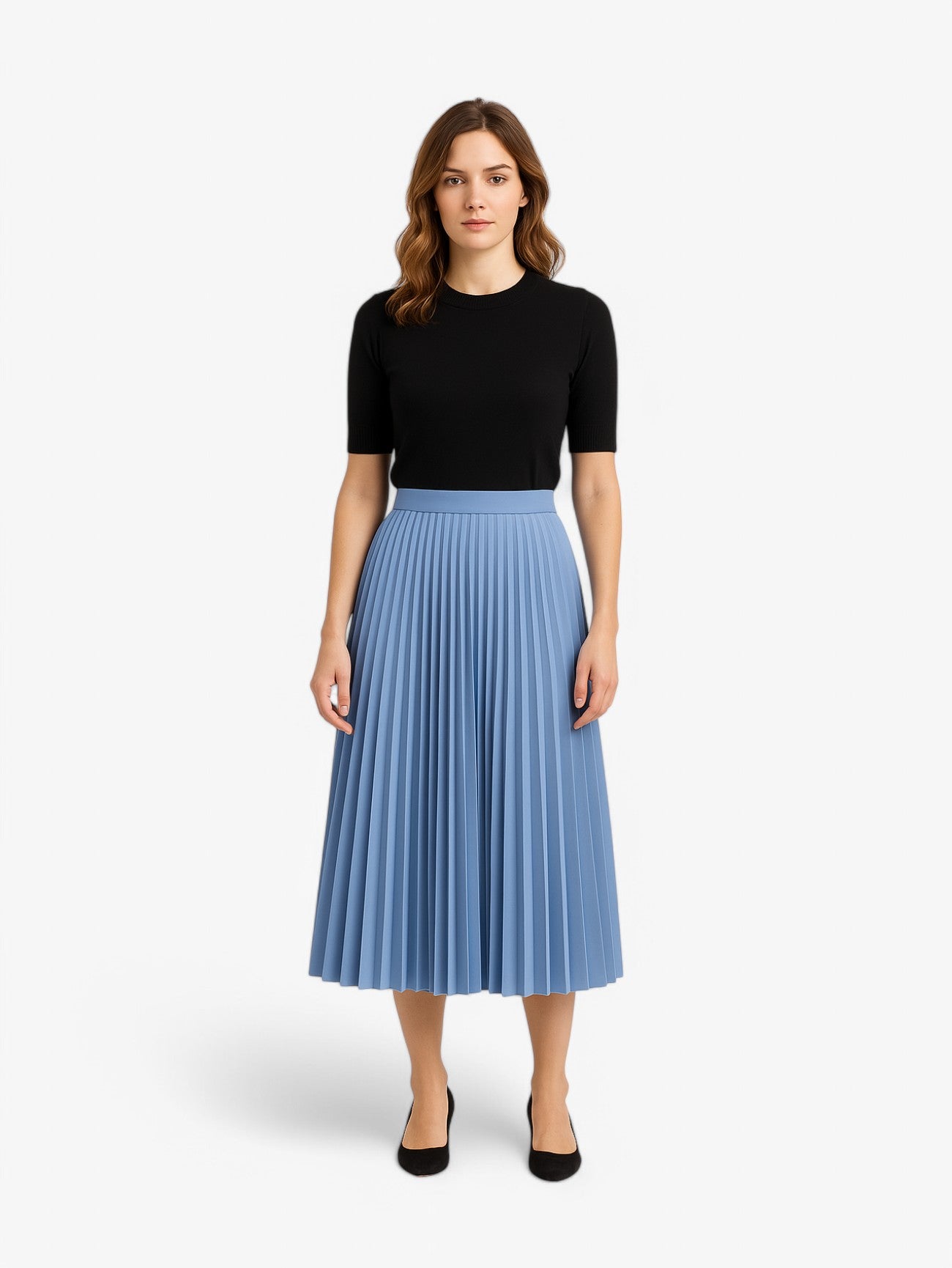 Jada | Women's High Waist Pleated A Line Elegant Midi Skirt