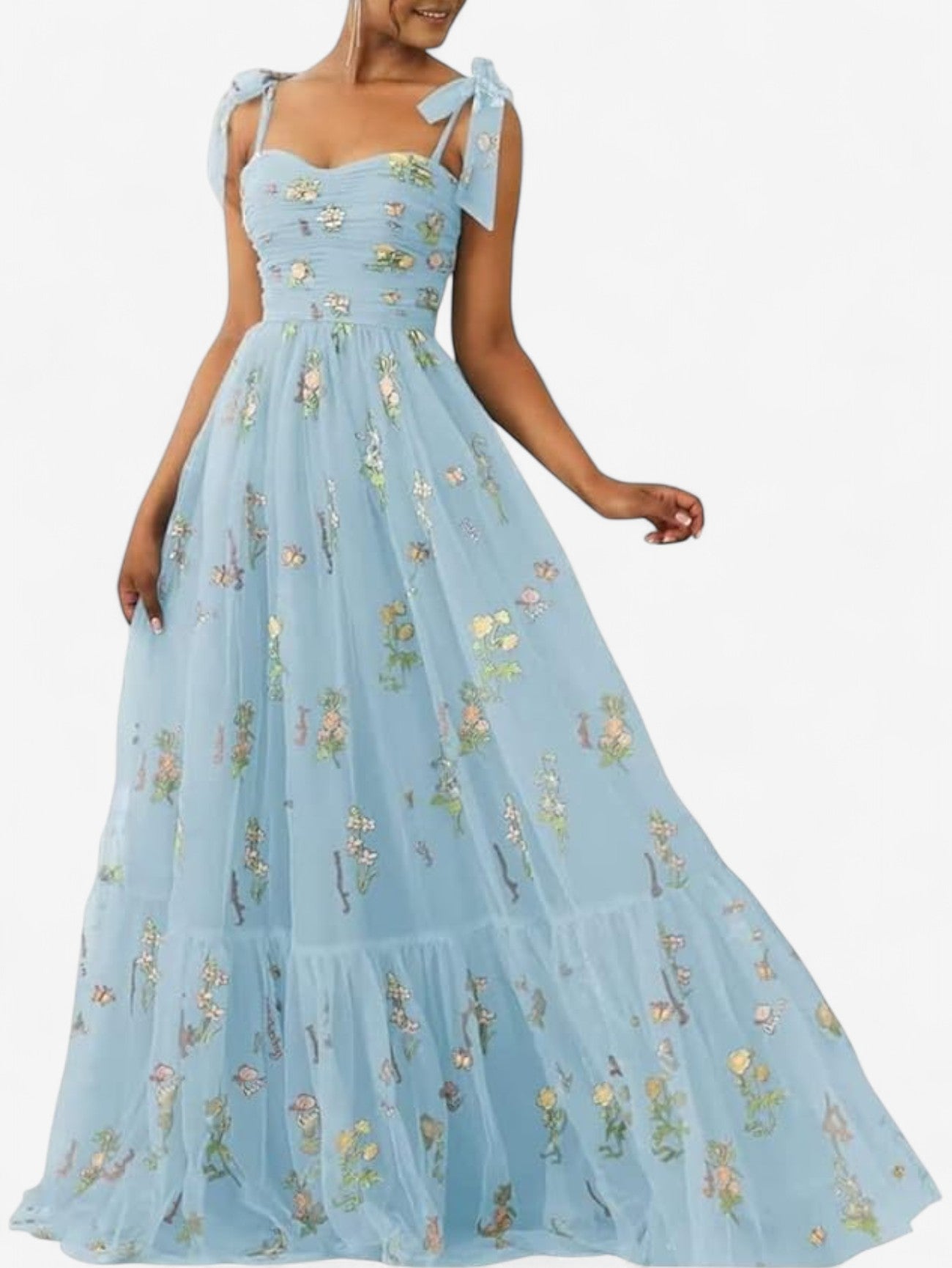 Jada | Women's Wrap Embroidered Sleeveless Wedding Guest Maxi Dress
