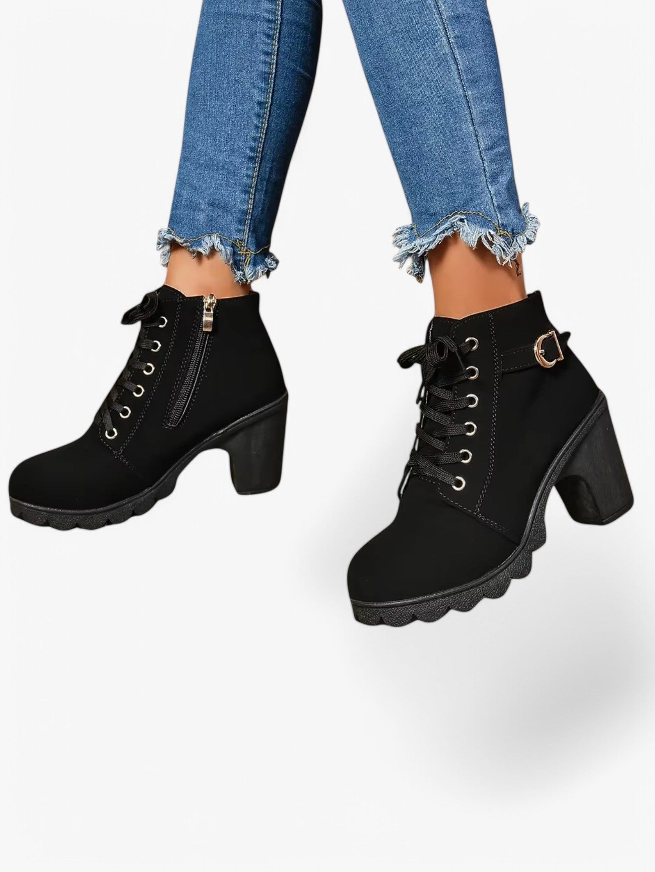Jada | Women’s Lace-Up Ankle Boots Block Heel
