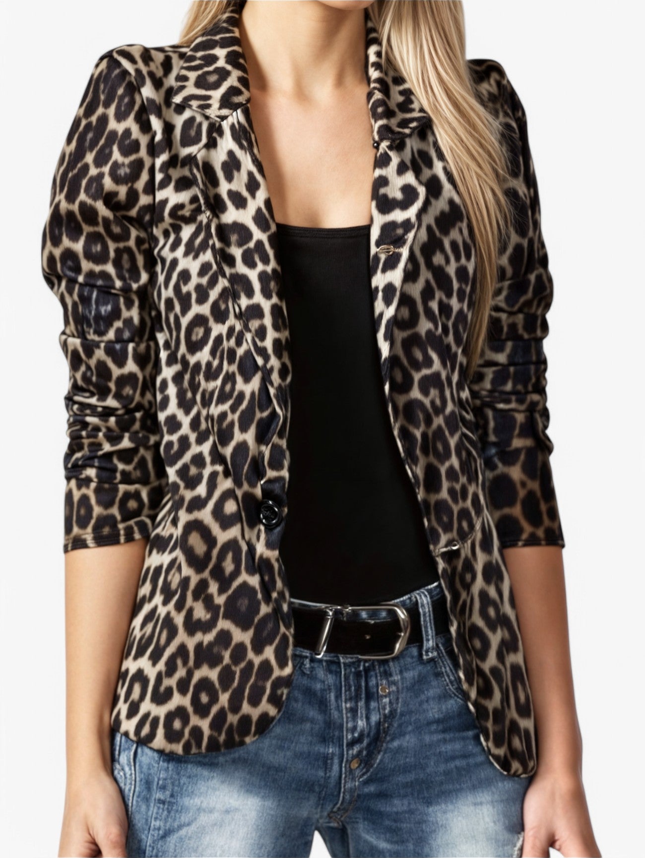 Jada | Women's Elegant Long Sleeve Leopard Print Blazer Jacket