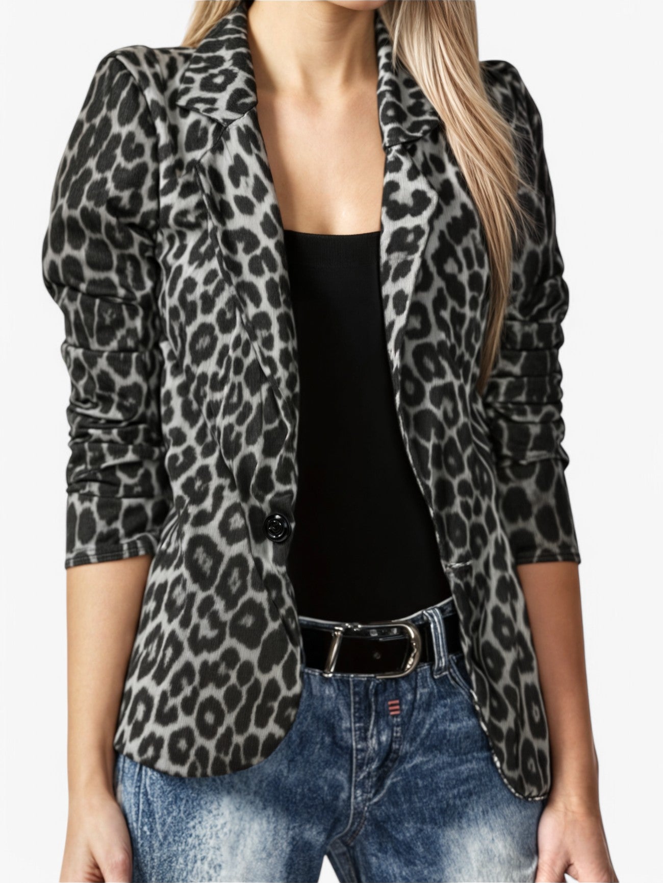 Jada | Women's Elegant Long Sleeve Leopard Print Blazer Jacket