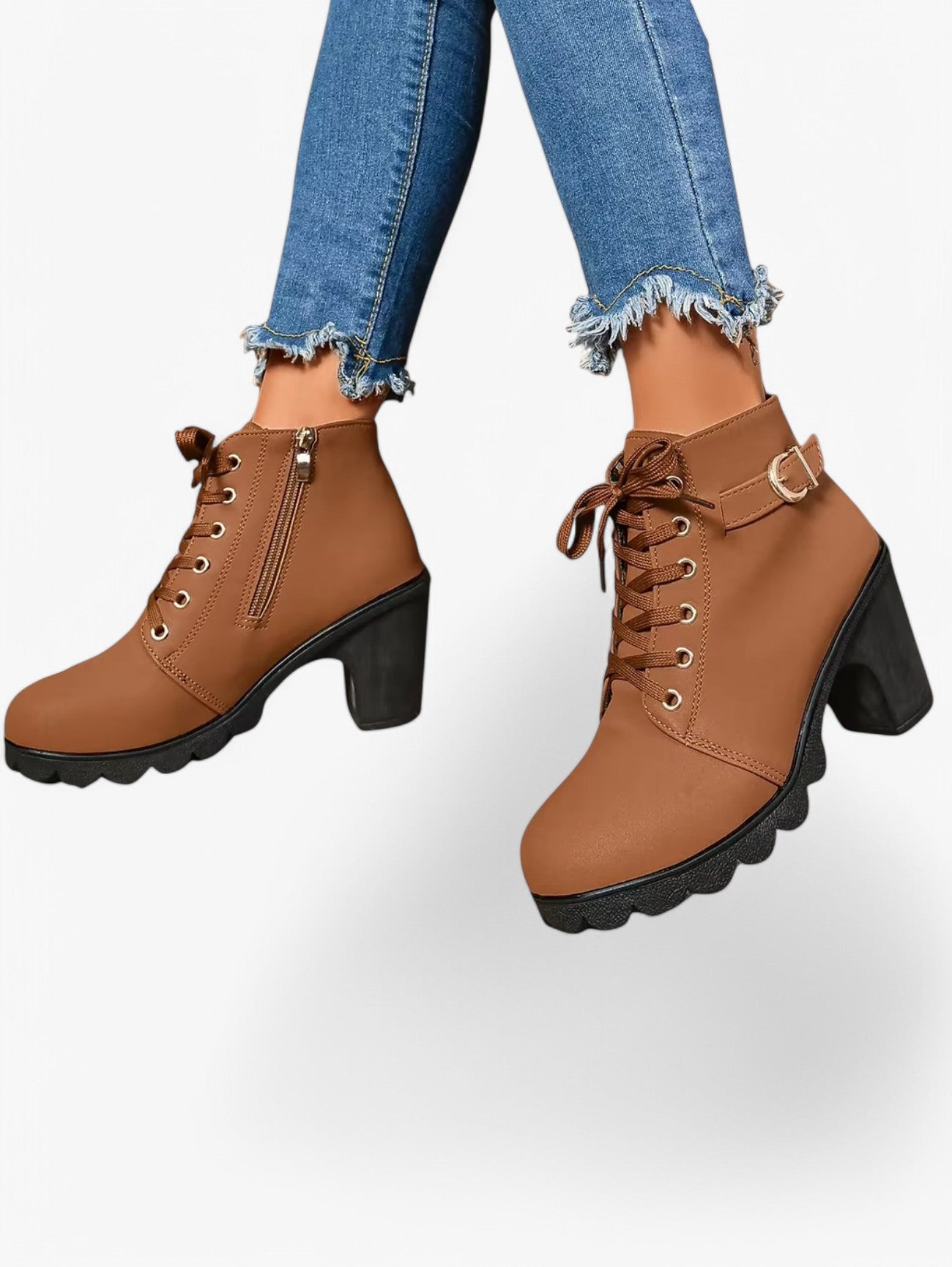 Jada | Women’s Lace-Up Ankle Boots Block Heel