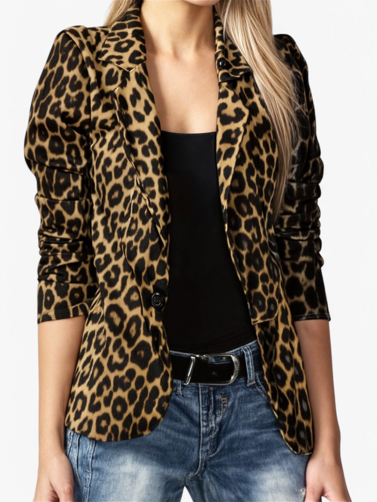 Jada | Women's Elegant Long Sleeve Leopard Print Blazer Jacket