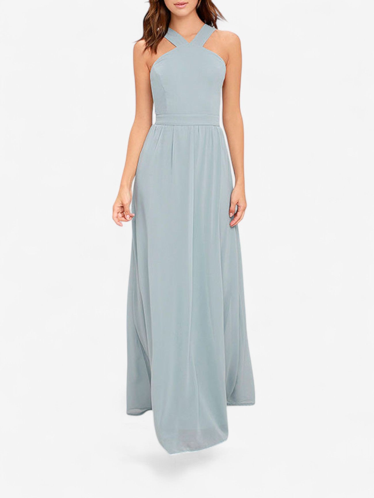 Jada | Women’s Wedding Guest Wrap Sleeveless Chiffon Maxi Dress