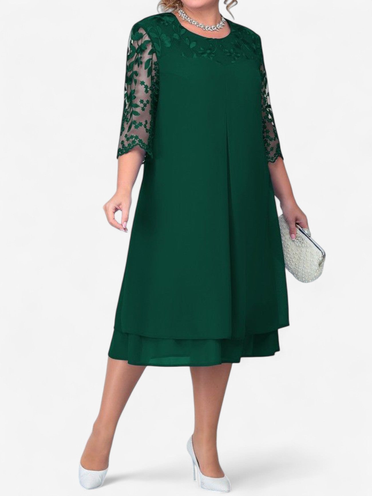 Jada | Women’s Elegant Lace Wedding Guest Midi Dress