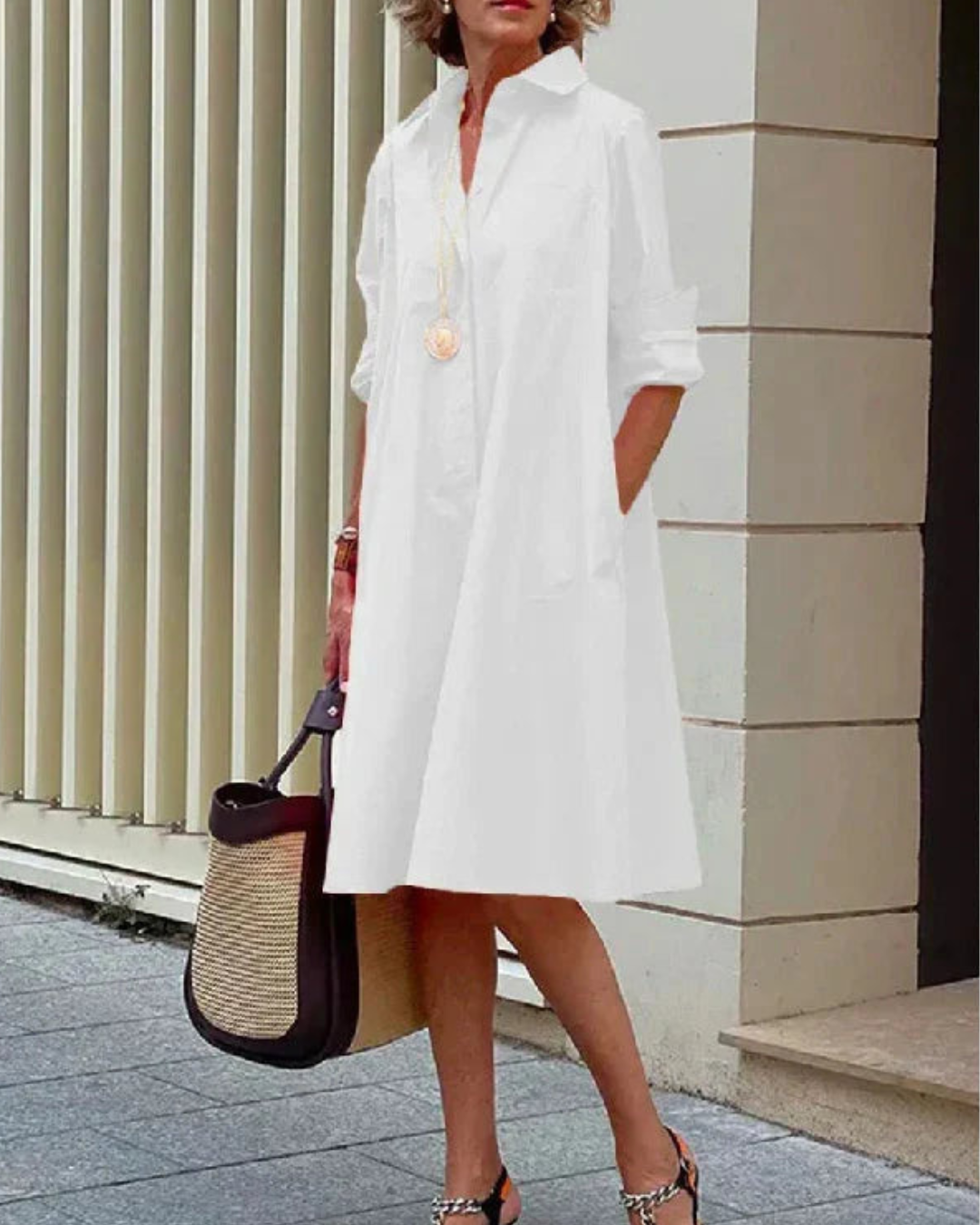 Jada | Women's Casual Shirt Collar Midi Dress