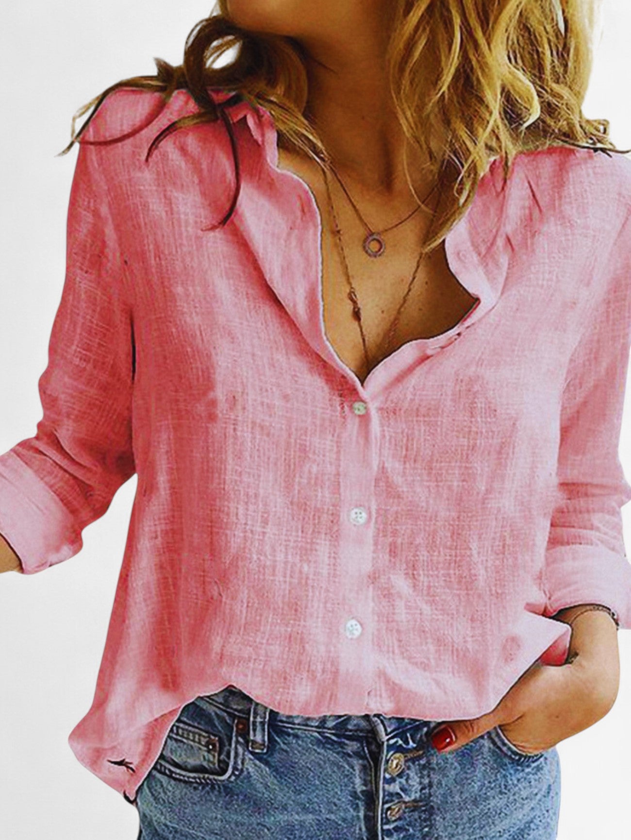 Jada | Women's  Button Down Long Sleeve Collared Blouse