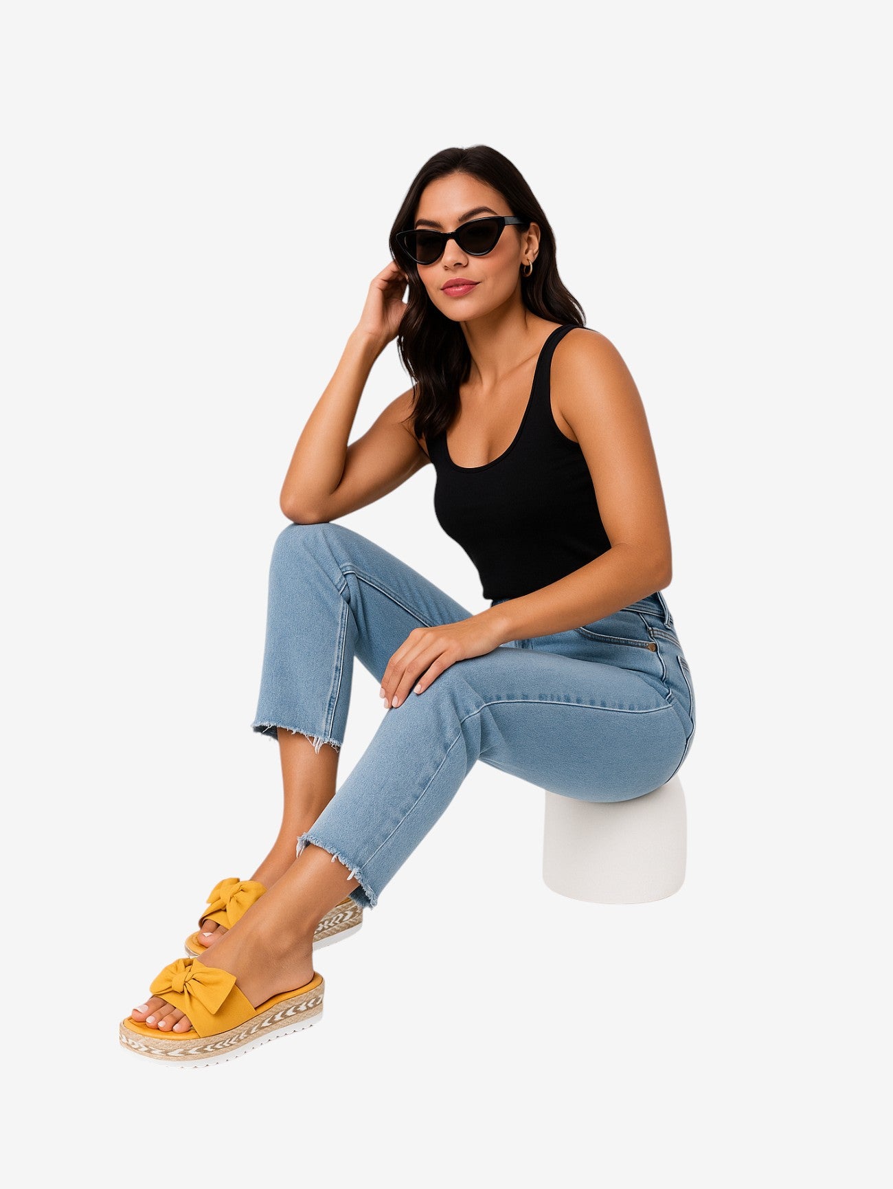 Jada | Women's Summer Slip On Platform Wedge Sandals with Bow Detail