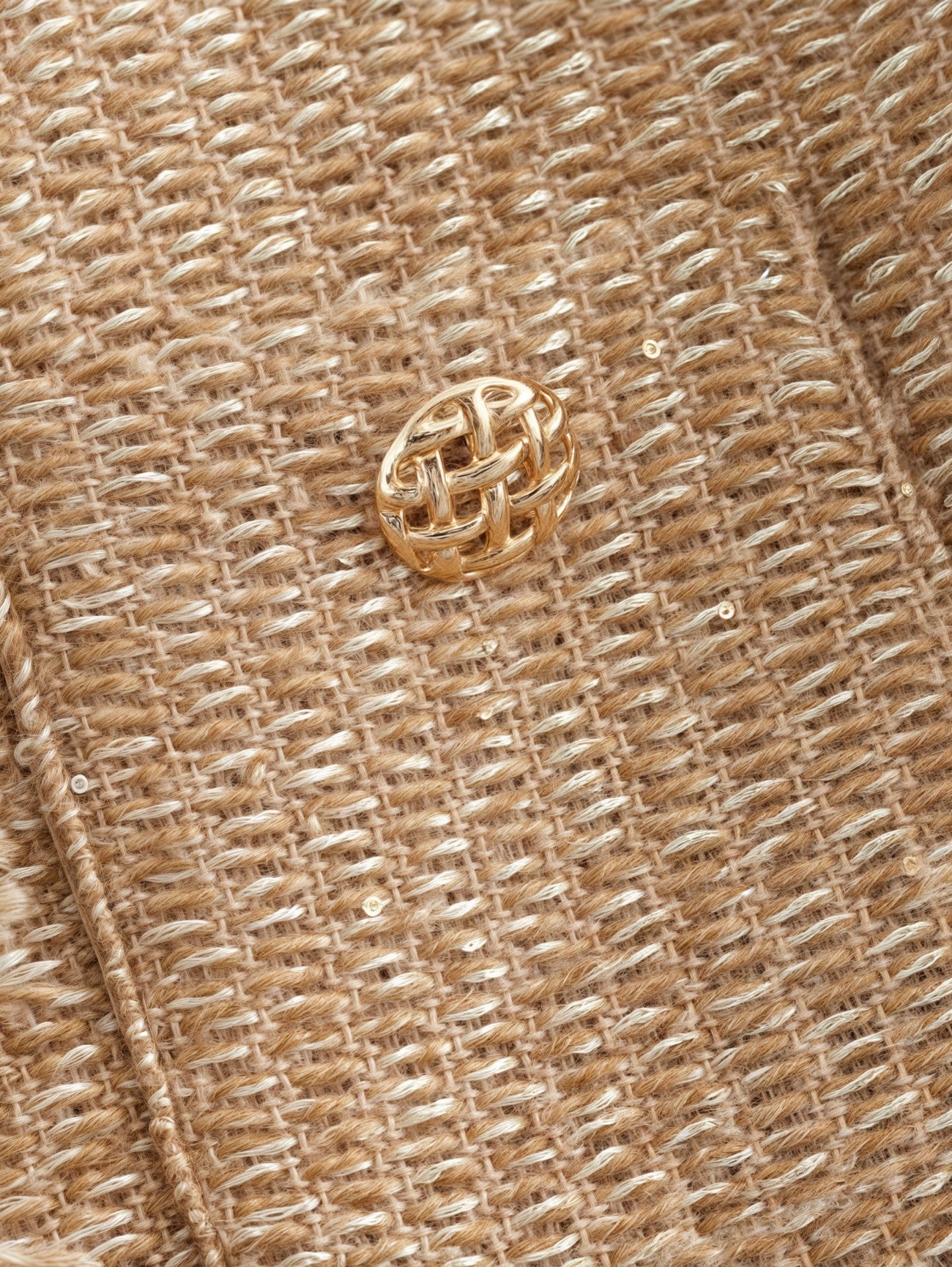 Jada | Women's Cropped Tweed Blazer Jacket Coat with Gold Buttons and Front Pockets
