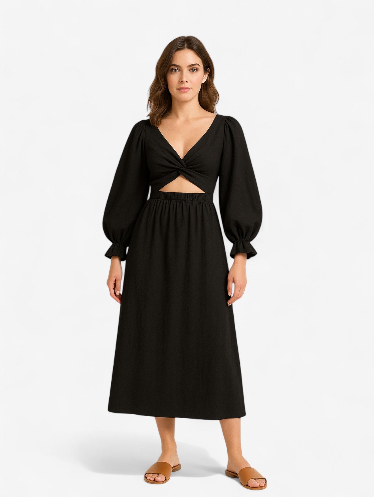 Jada | Women's Wrap Cutout Maxi Dress with Smocked Waist