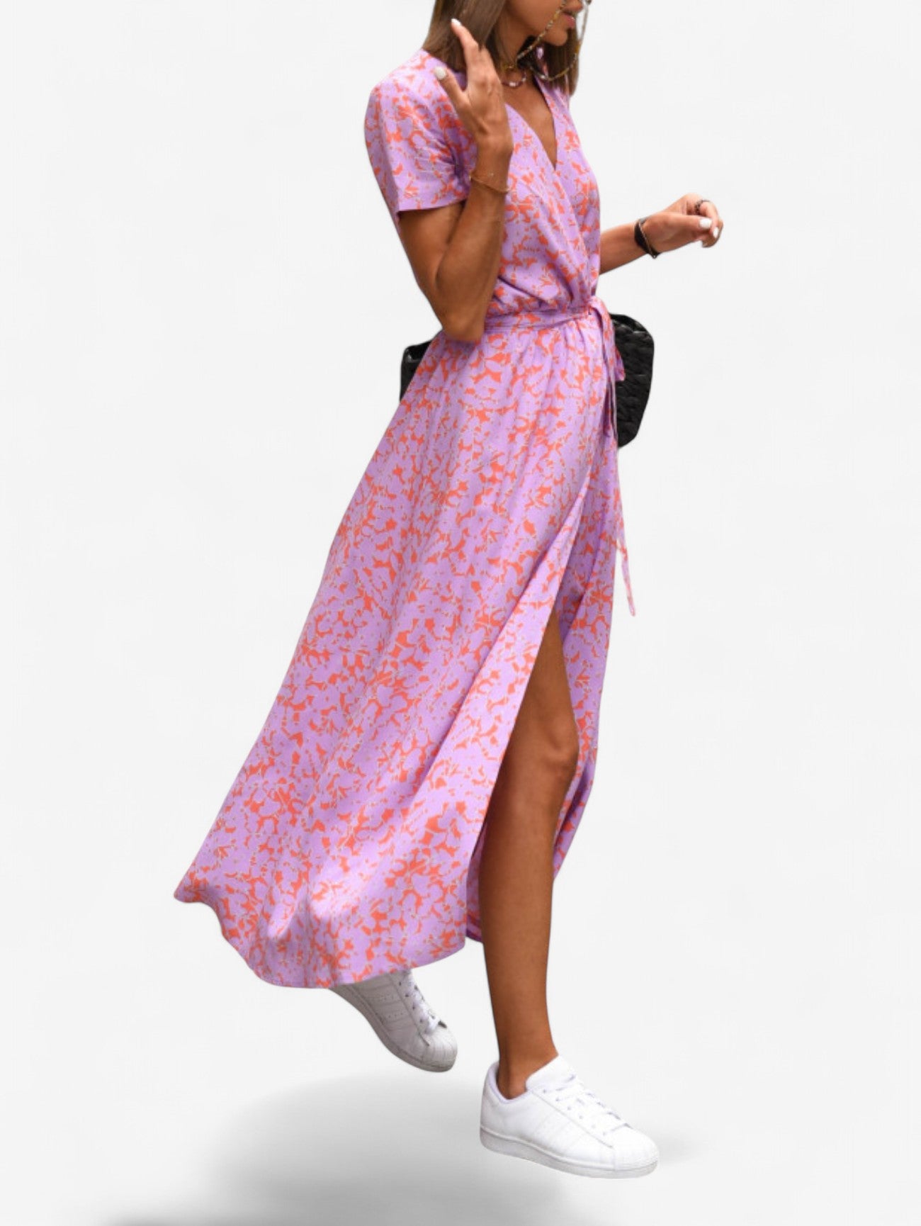 Jada | Women's Boho Wrap Wedding guest Midi Dress with Split