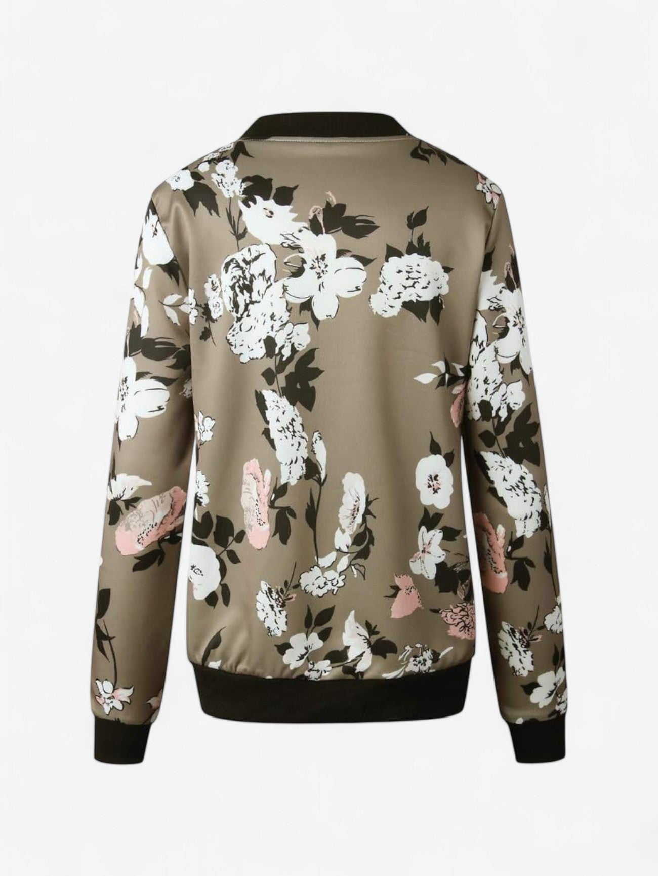 Jada | Women's Floral Zip Up Bomber Jacket Long Sleeve
