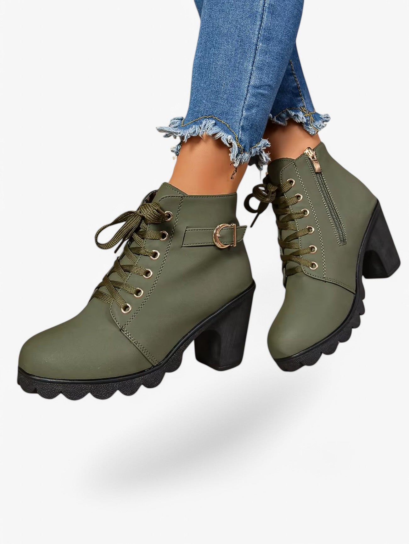 Jada | Women’s Lace-Up Ankle Boots Block Heel