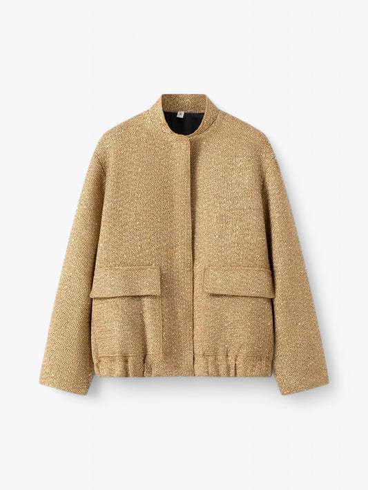 Jada | Women’s Elegant Sequin Tweed Glitter Bomber Blazer Jacket