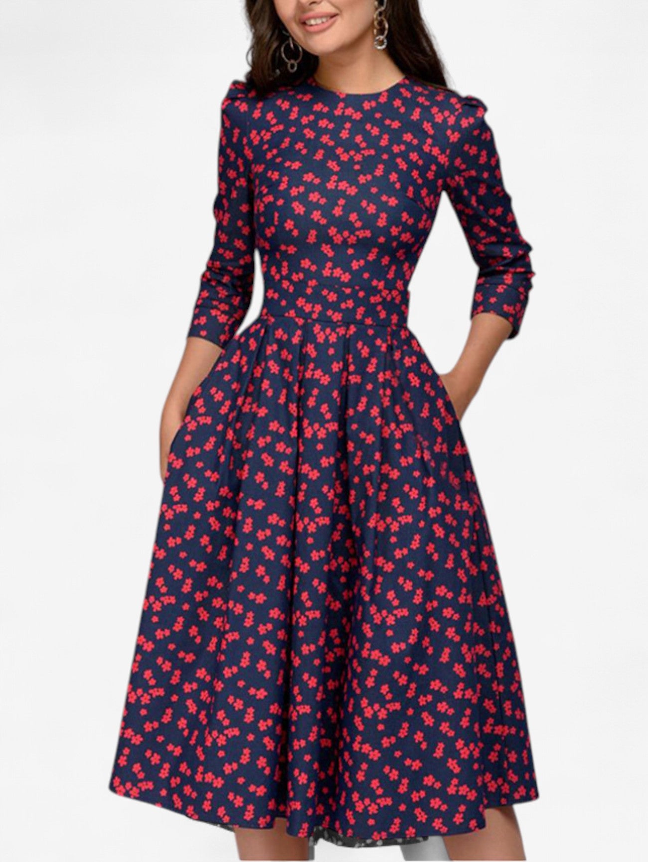 Jada | Women’s Summer Wedding Guest Formal Floral Midi Dress