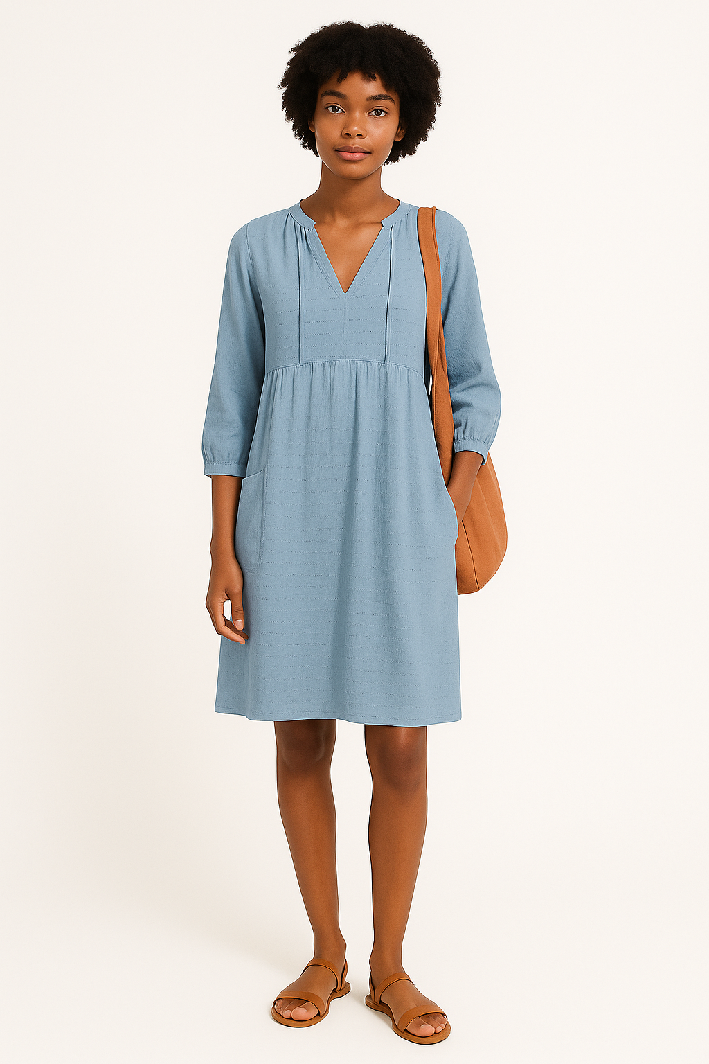 Jada | Women's Modest V Neck Smock Dress