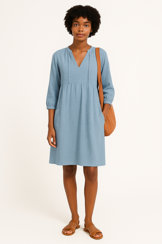 Jada | Women's Modest V Neck Smock Dress