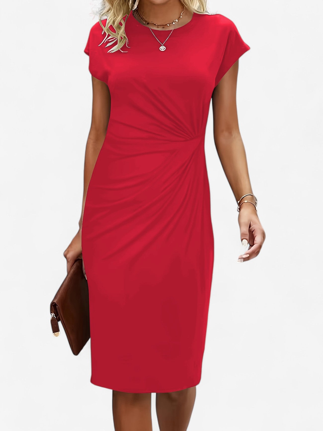 Jada | Women’s Ruched Formal Wrap Bodycon Midi Dress