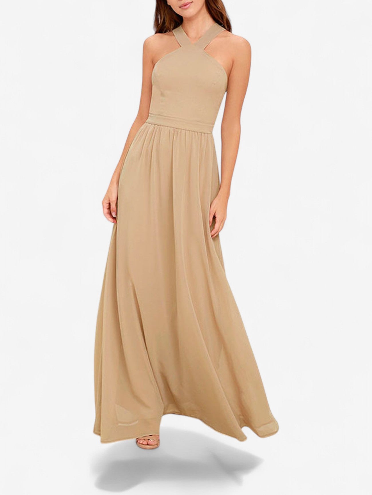 Jada | Women’s Wedding Guest Wrap Sleeveless Chiffon Maxi Dress
