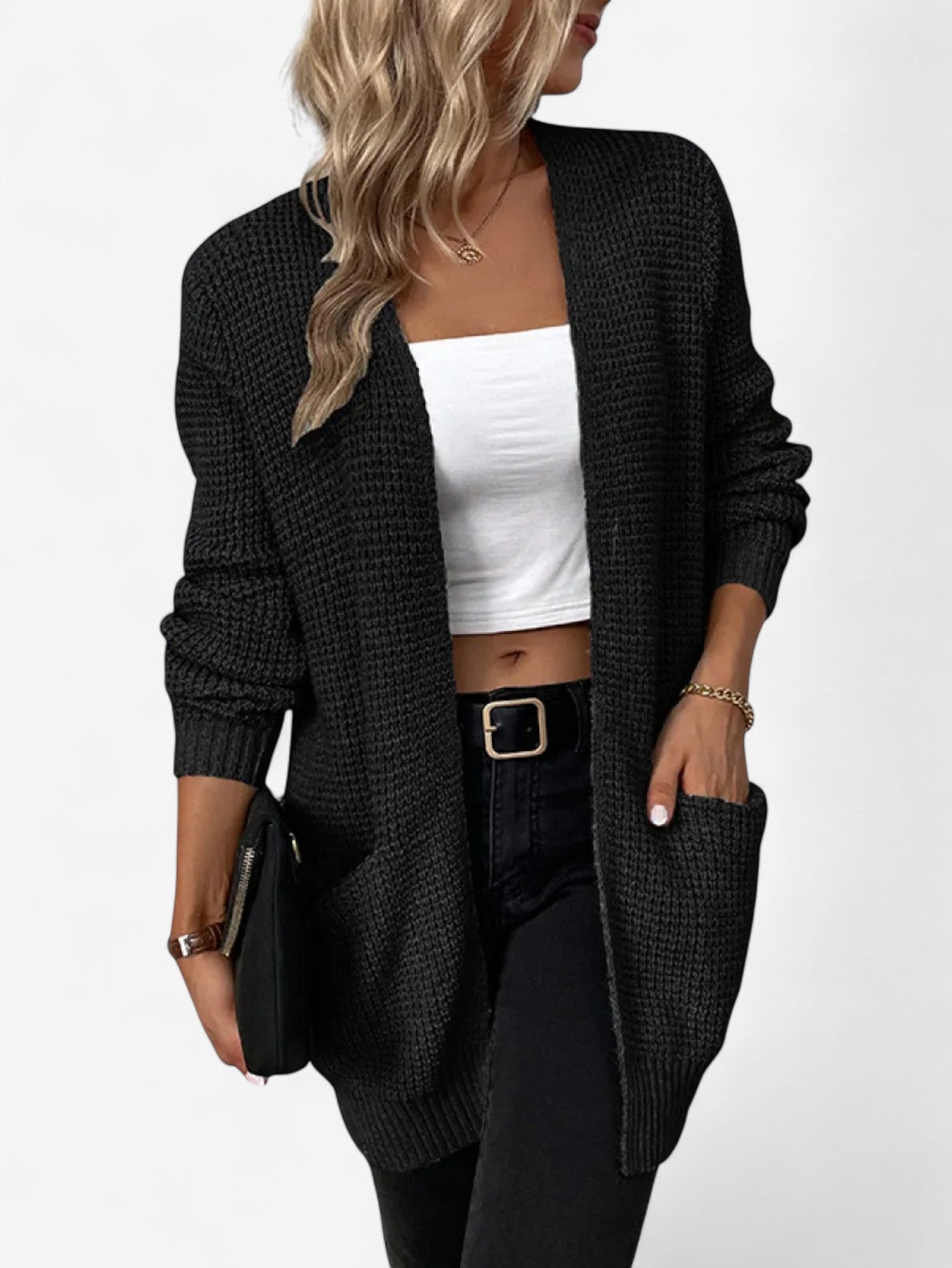 Jada | Women's Long Sleeve Knitted Cardigan Vest