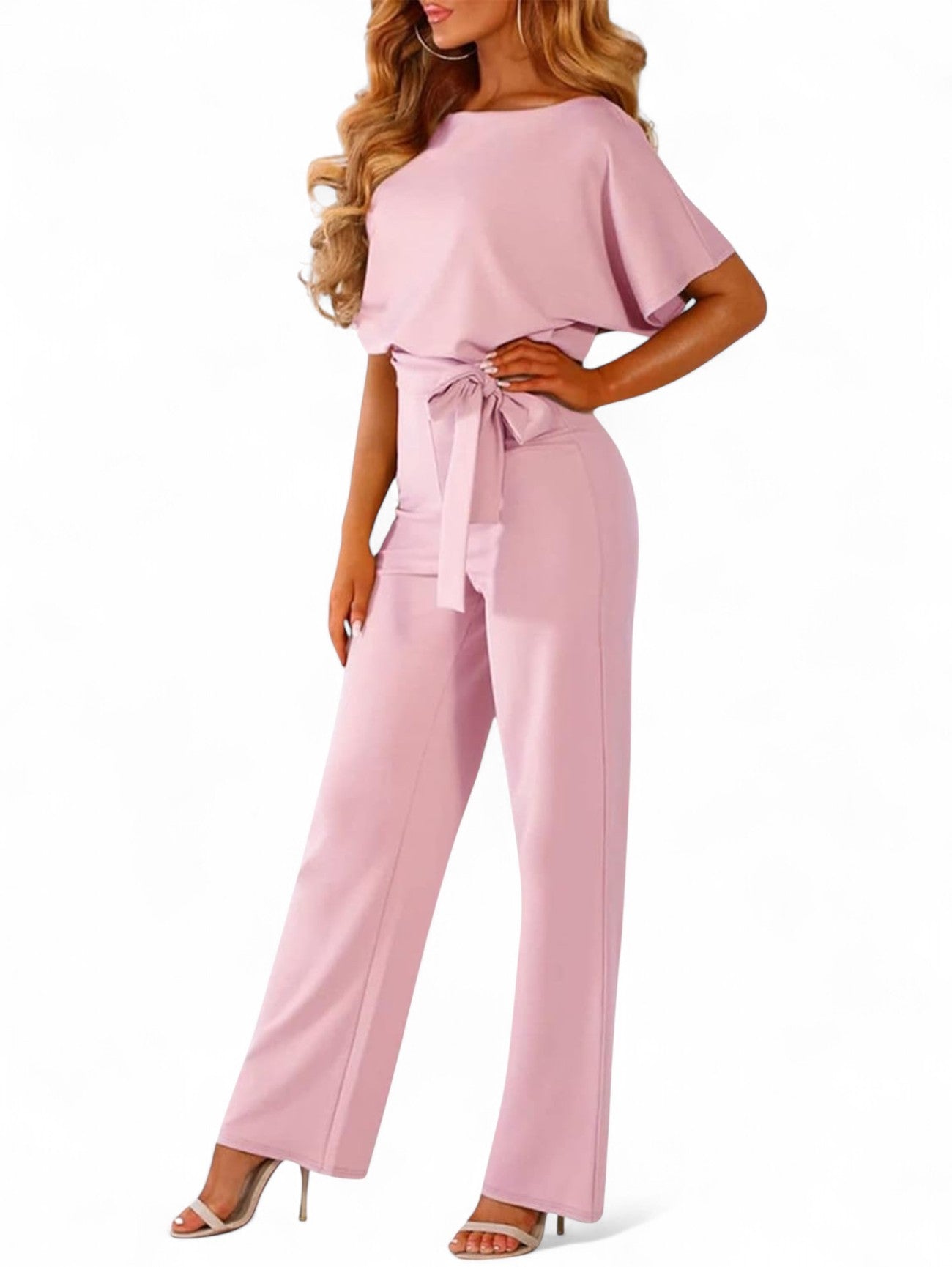 Jada | Women's Elegant Short Sleeve Wide Leg Jumpsuit