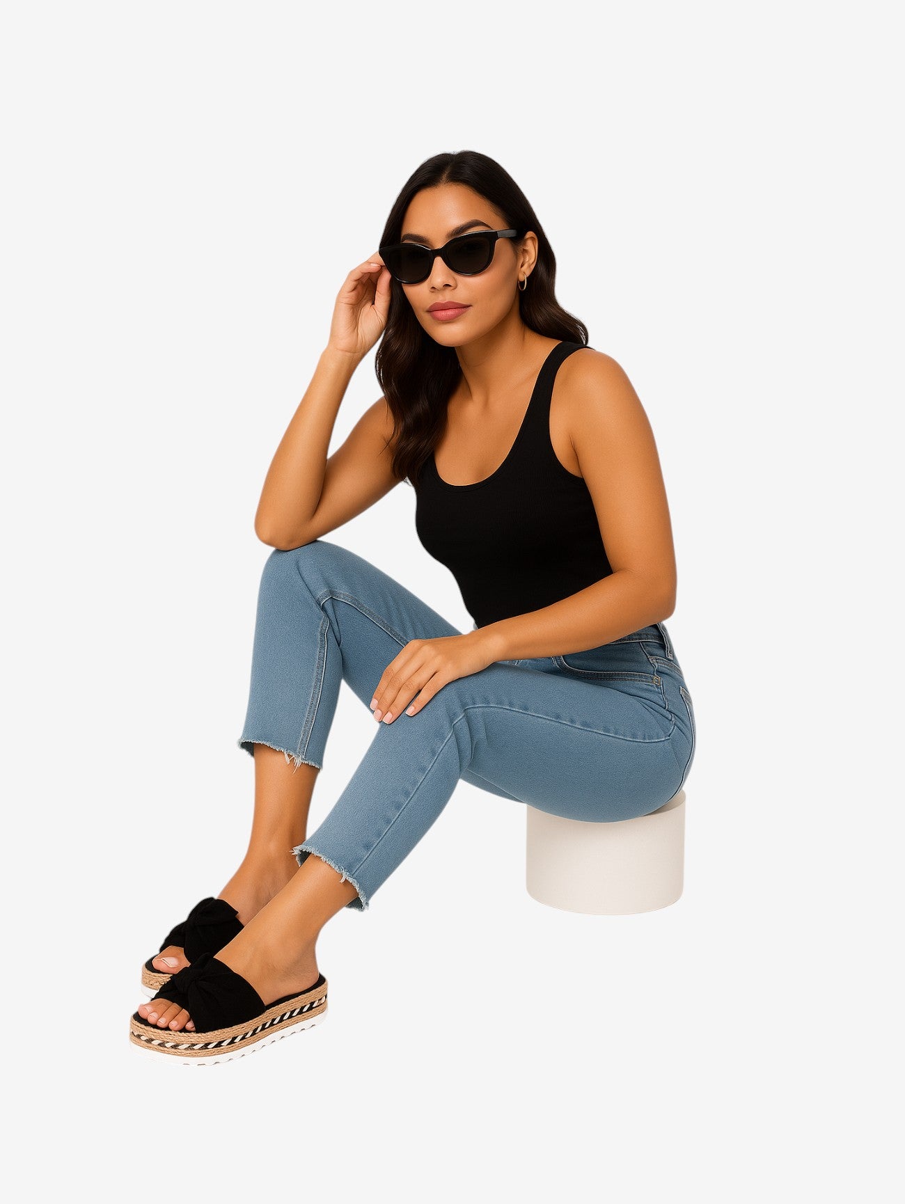 Jada | Women's Summer Slip On Platform Wedge Sandals with Bow Detail