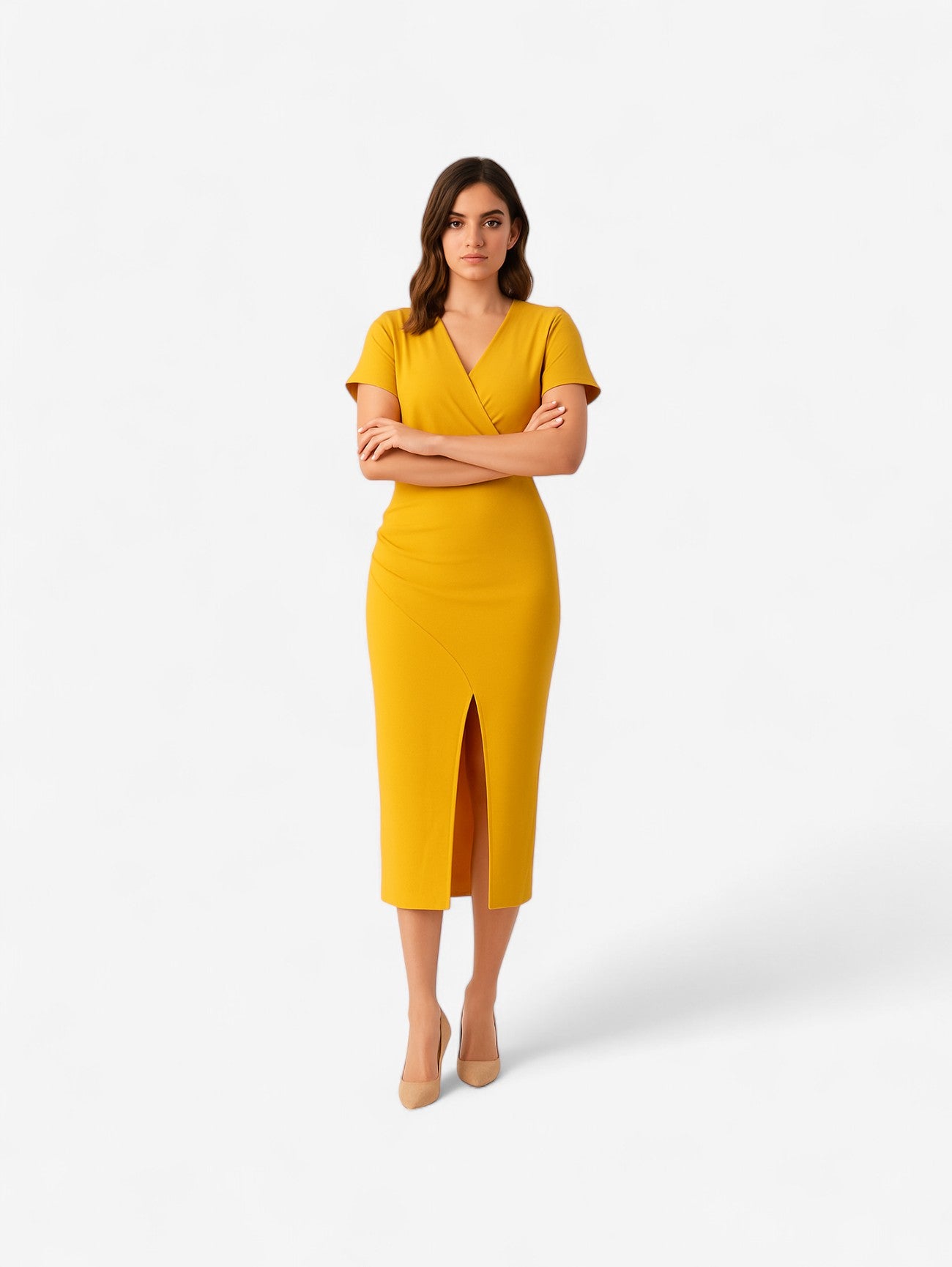Jada | Women's Formal Wedding Guest Split Bodycon Midi Dress