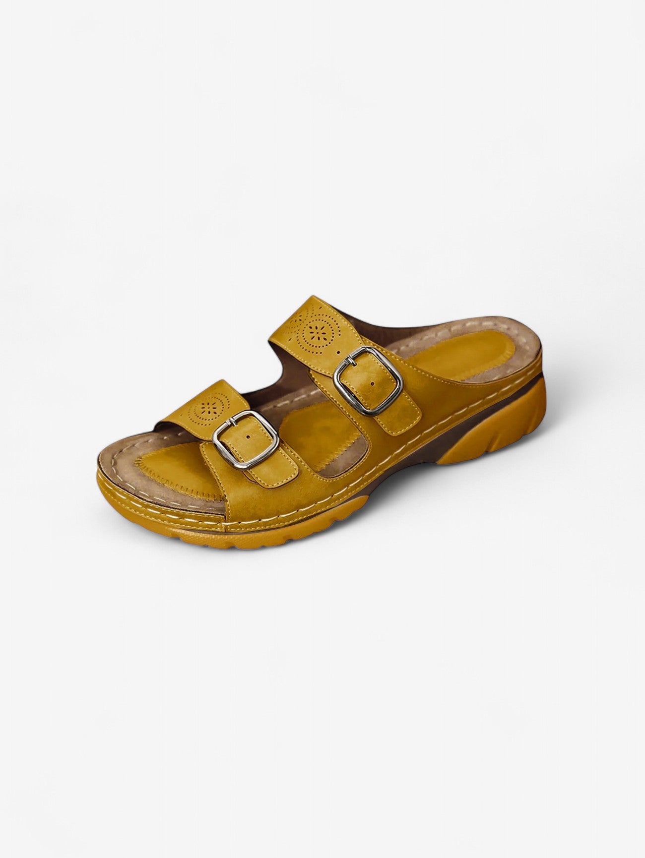 Jada | Women's Double Buckle Slip On Wedge Sandals