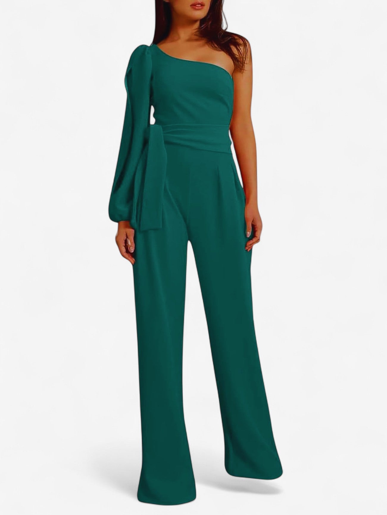 Jada | Women's One Shoulder Long Sleeve Wide Leg Jumpsuit