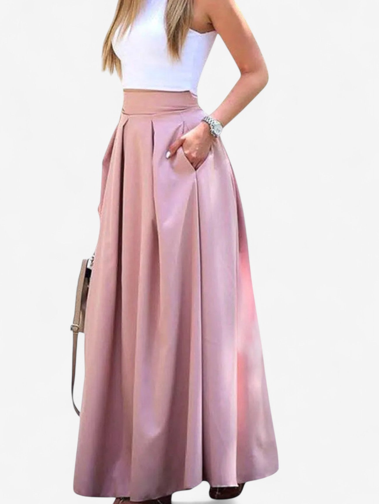 Jada | Women's High Waist  Pleated Maxi Skirt