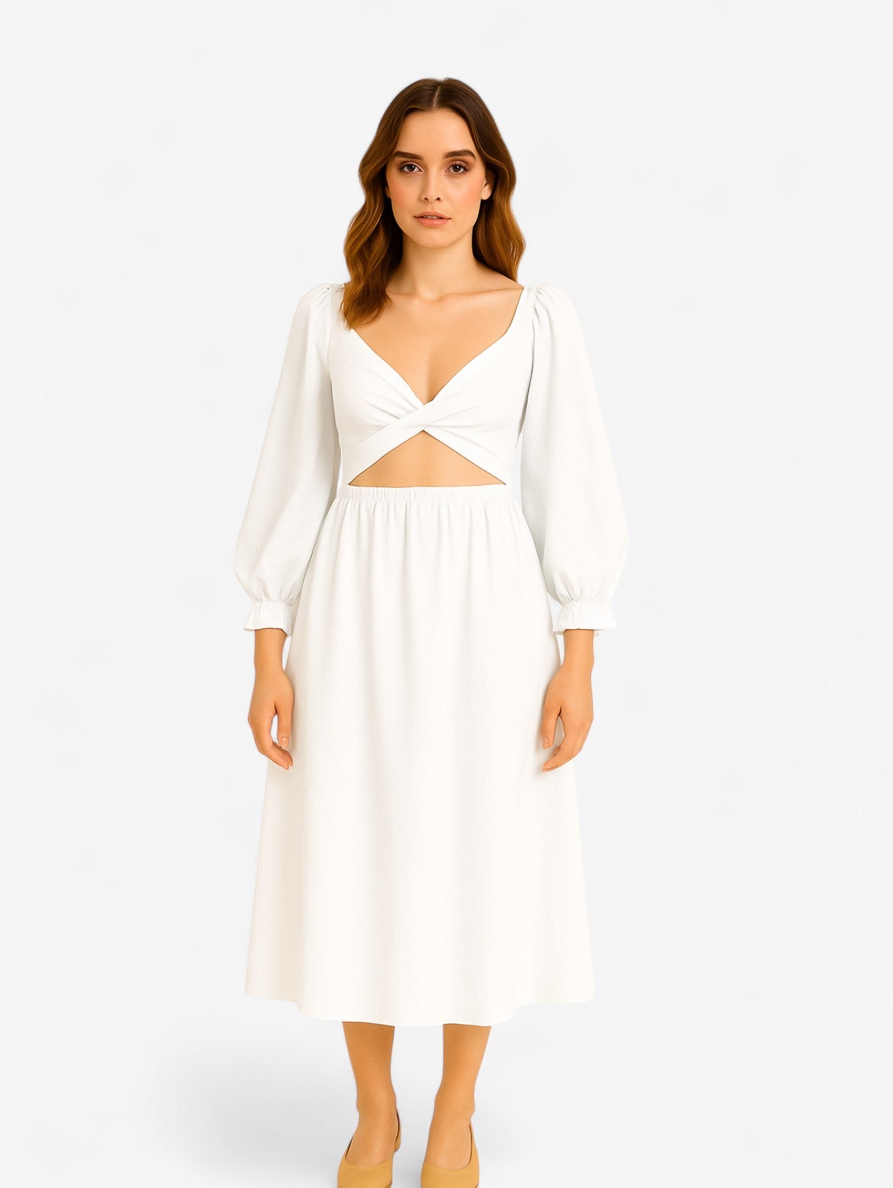 Jada | Women's Wrap Cutout Maxi Dress with Smocked Waist