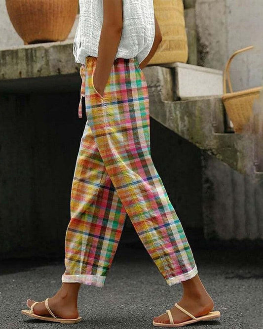Jada | Women's Casual High Waist Plaid Pants