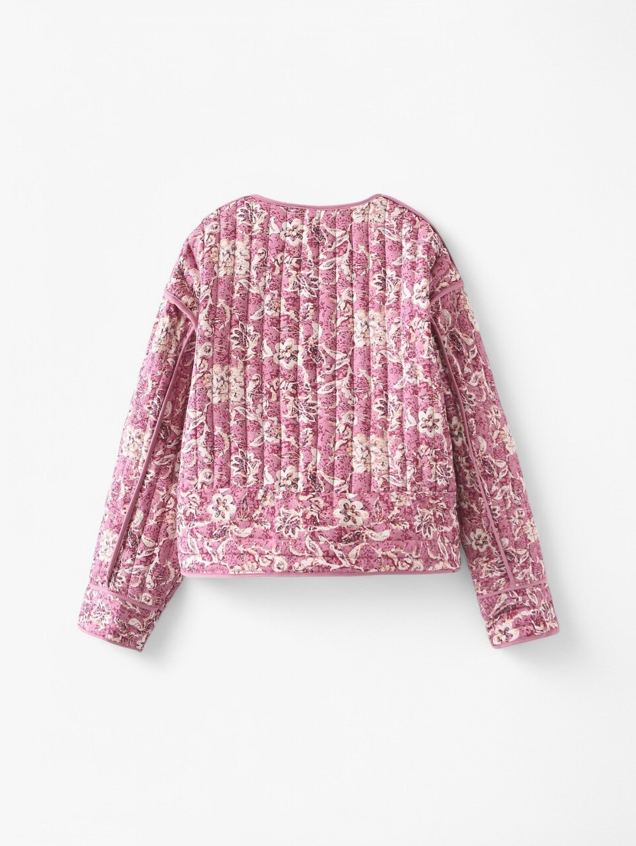 Jada | Women’s Floral Quilted Flower  Button-Up Puffer Jacket Coat