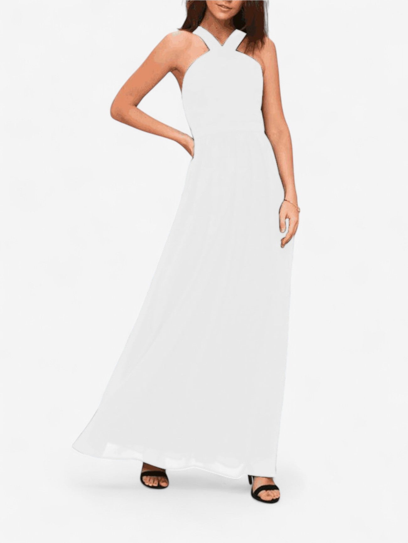 Jada | Women’s Wedding Guest Wrap Sleeveless Chiffon Maxi Dress