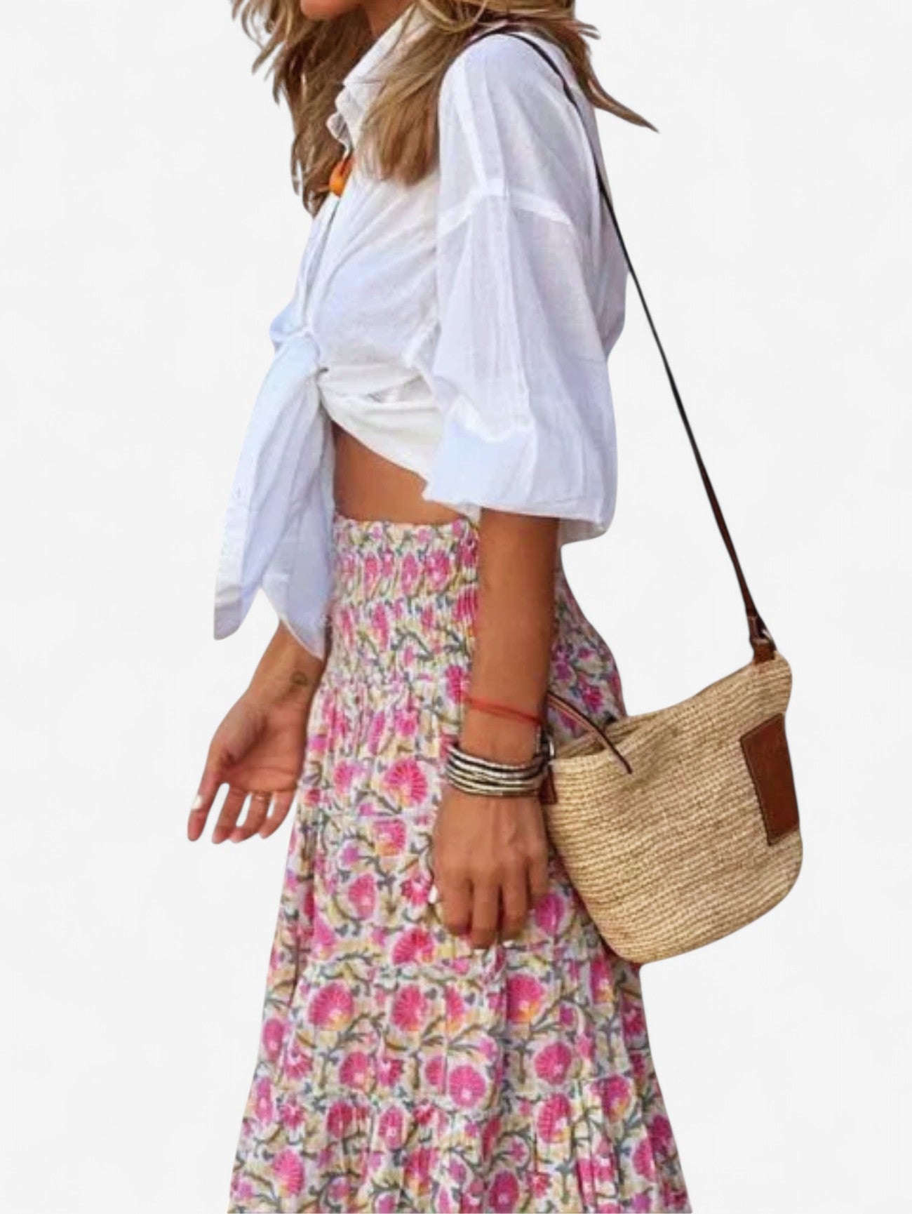 Jada | Women's Boho High Waist Maxi Skirt with Geometric Print