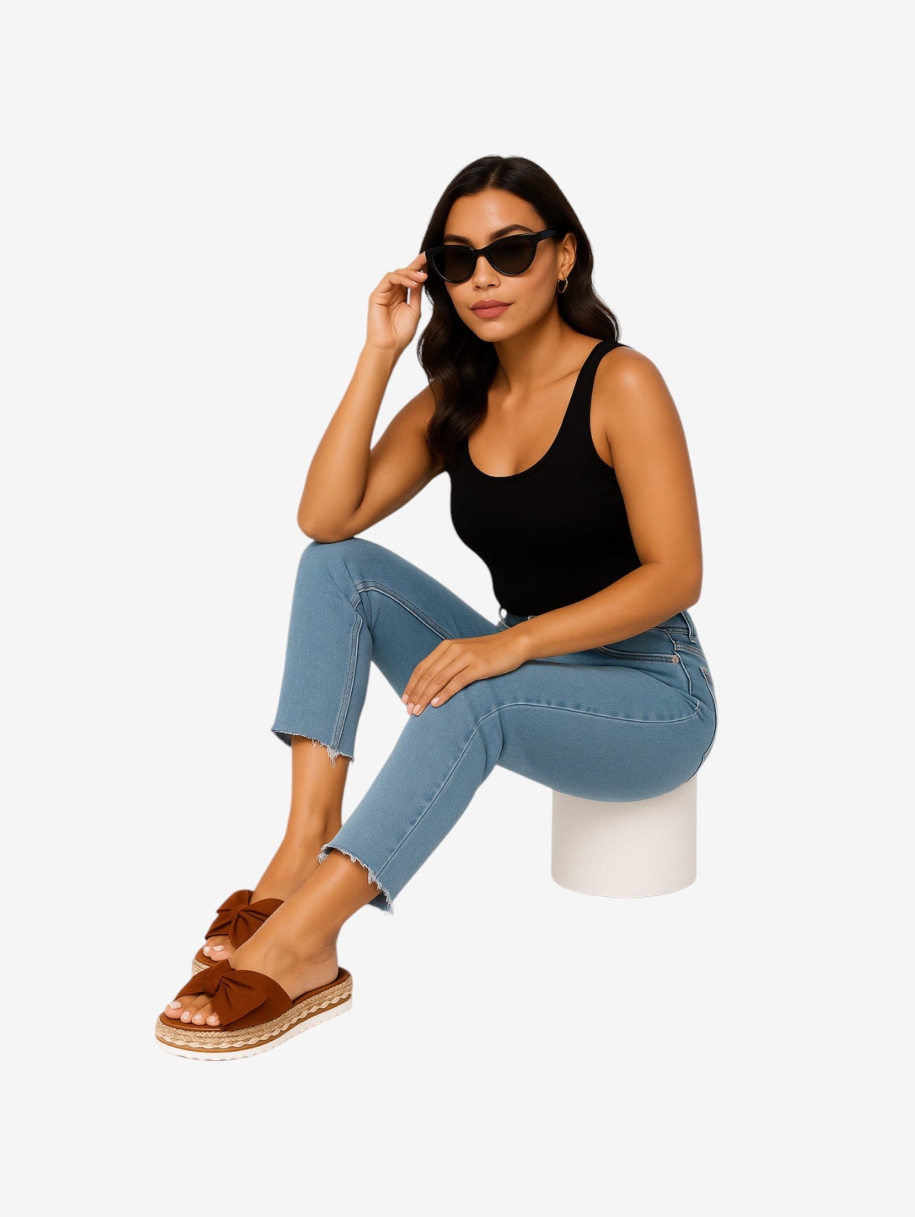 Jada | Women's Summer Slip On Platform Wedge Sandals with Bow Detail