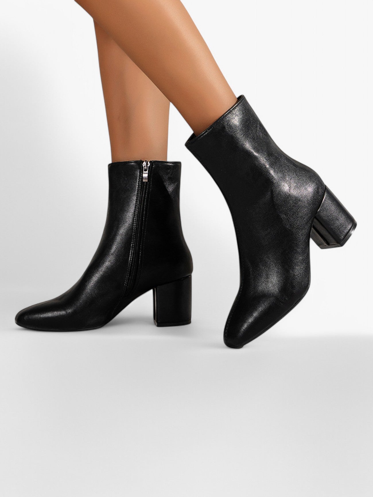 Jada | Women's Elegant Western Ankle Boots Pointed Toe Side Zipper Block Heel