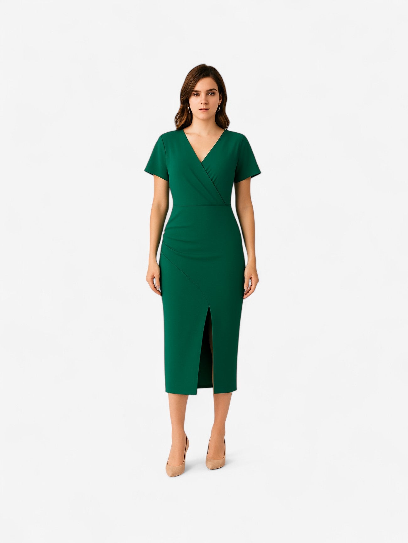 Jada | Women's Formal Wedding Guest Split Bodycon Midi Dress