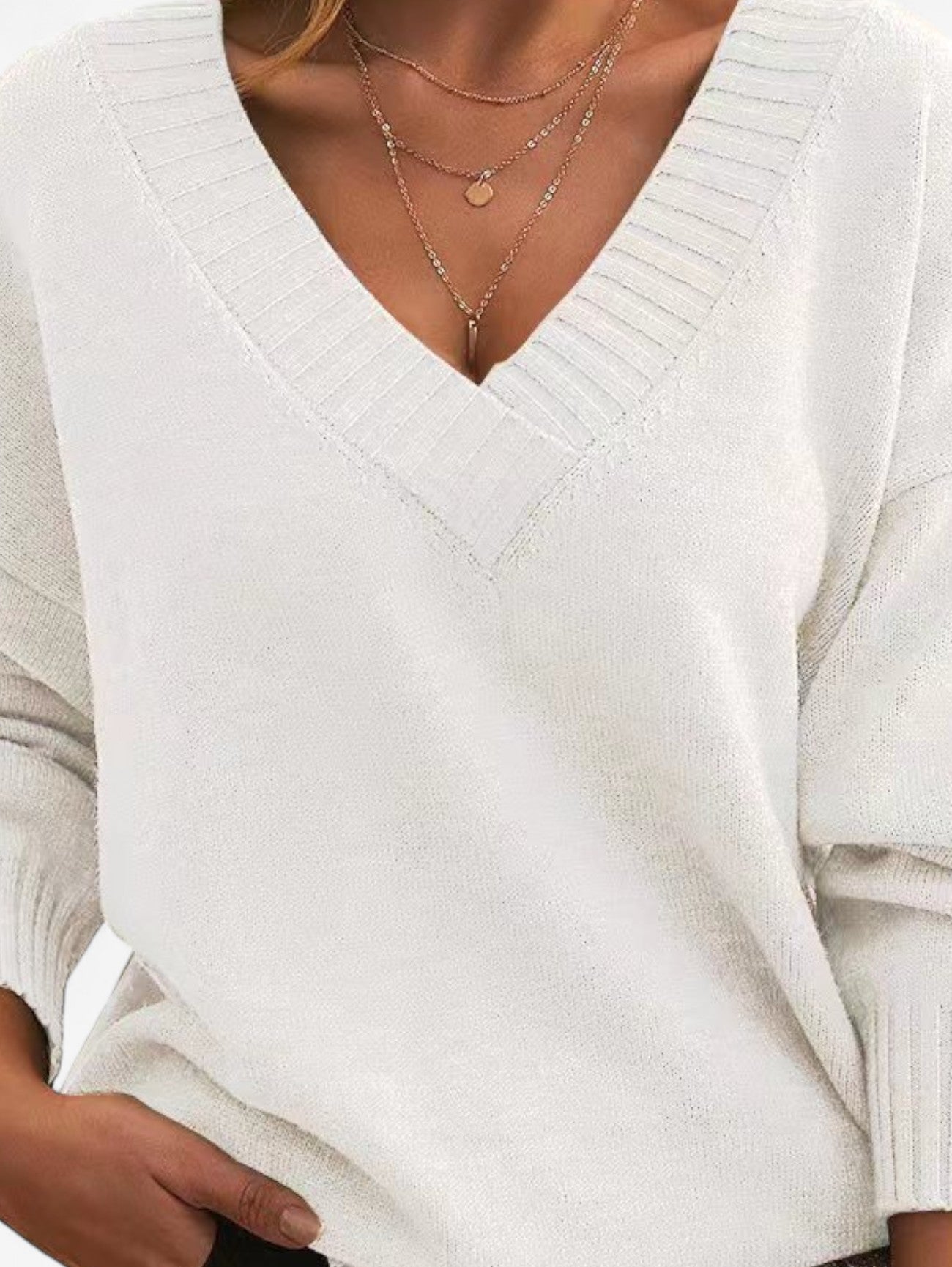 Jada | Women’s V Neck Long Sleeve Knit Sweater Pullover