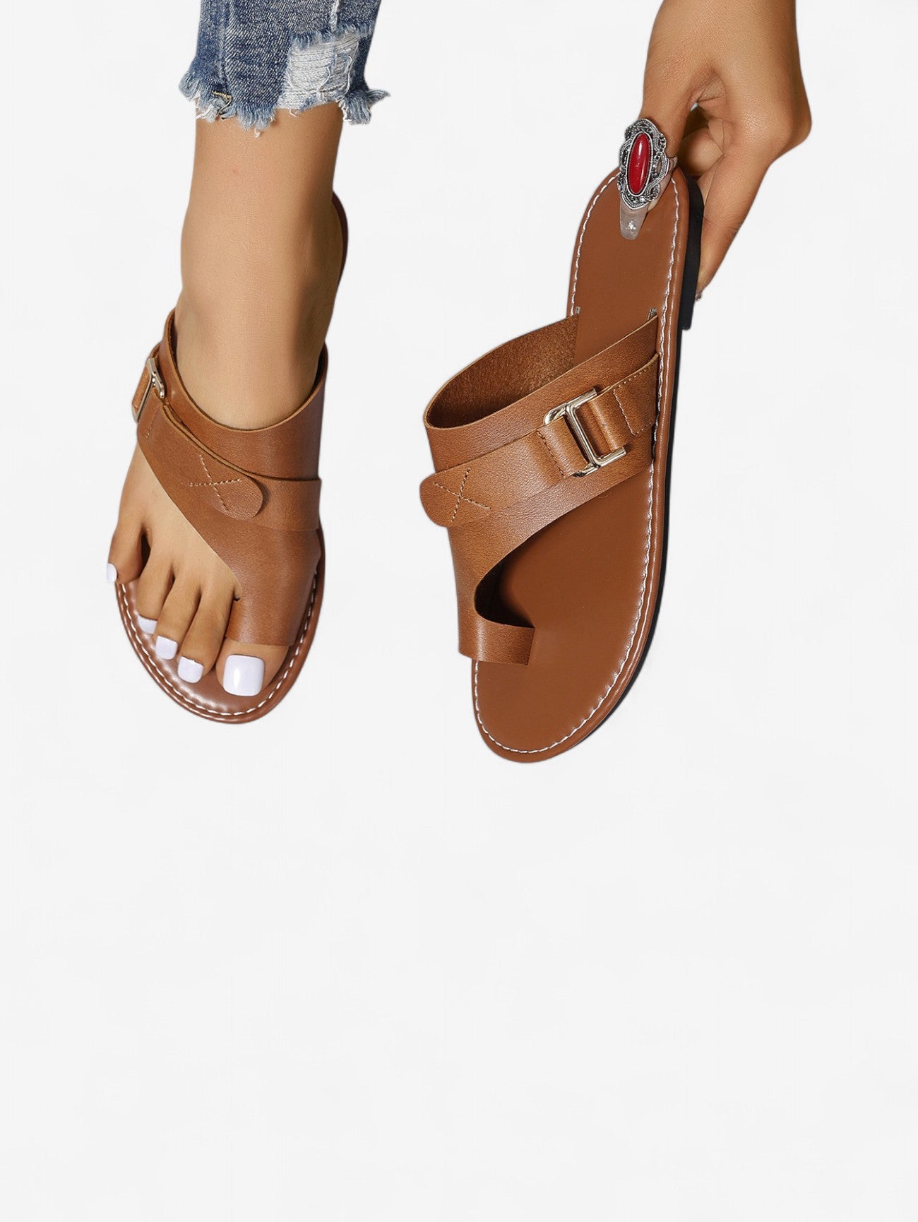 Jada | Women's Flat Open Toe Slide Sandals