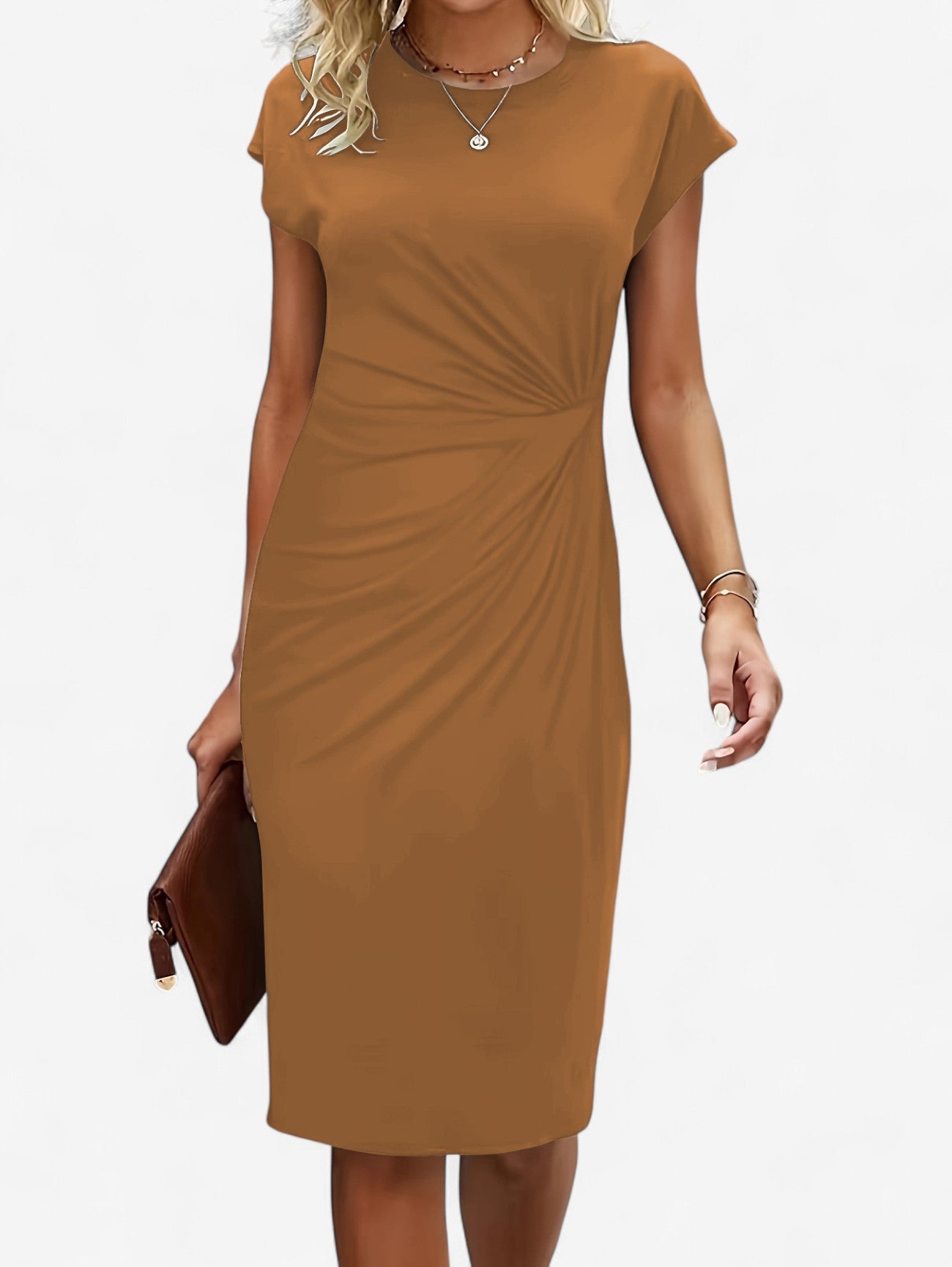 Jada | Women’s Ruched Formal Wrap Bodycon Midi Dress