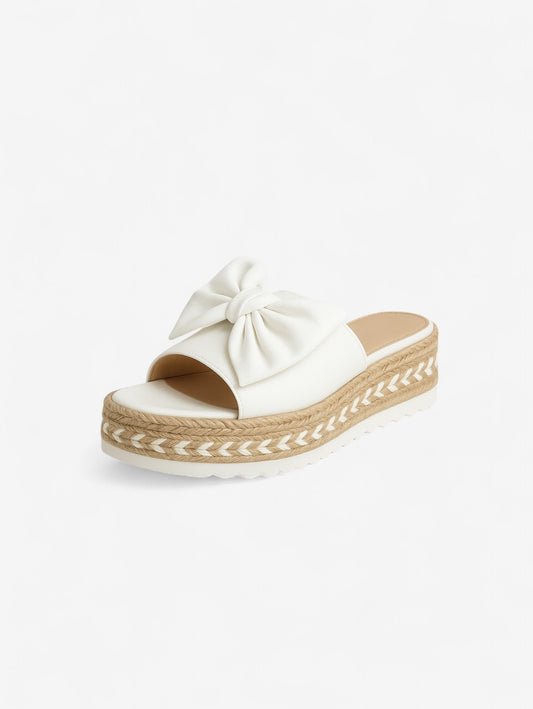 Jada | Women's Summer Slip On Platform Wedge Sandals with Bow Detail