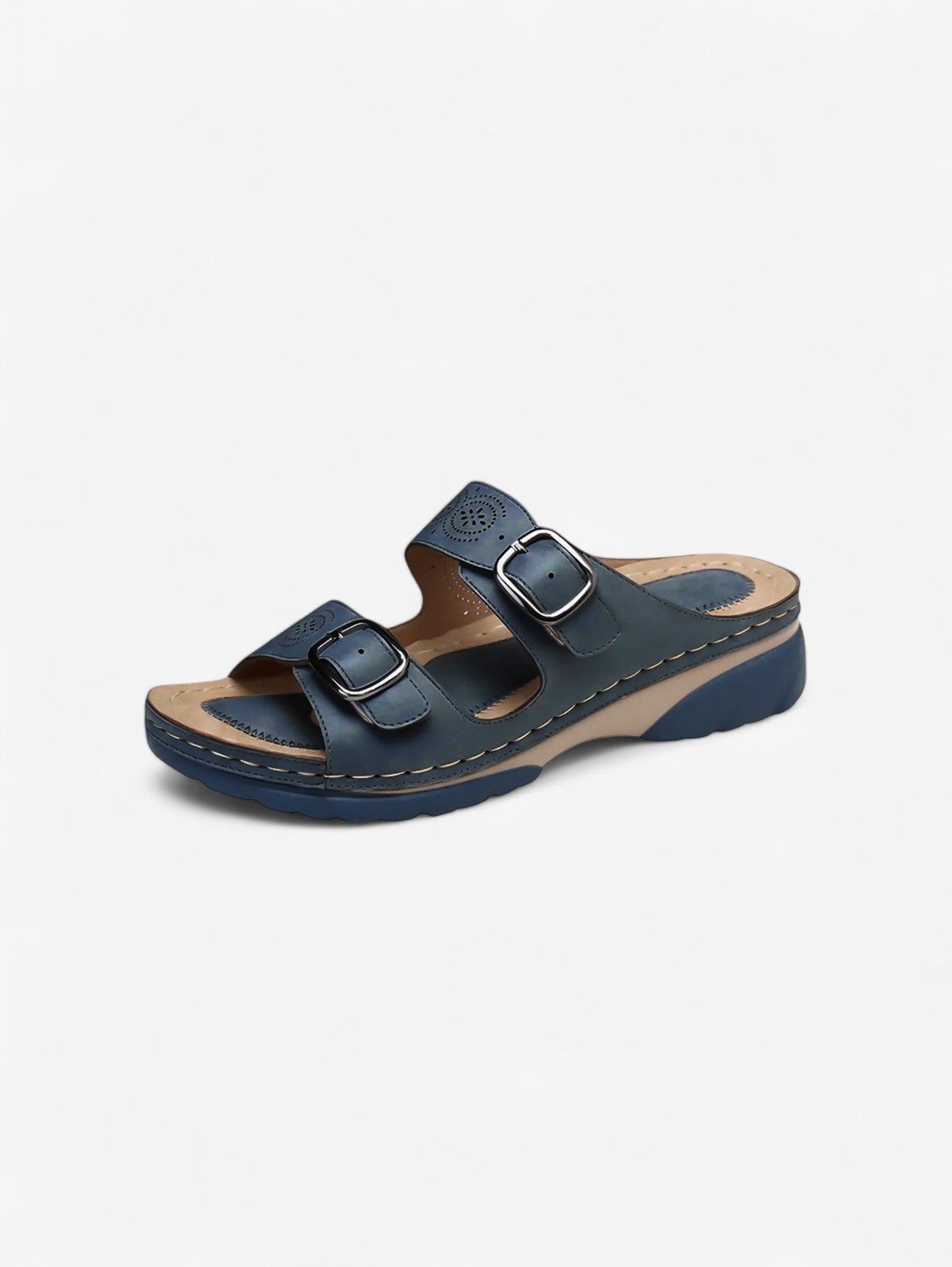 Jada | Women's Double Buckle Slip On Wedge Sandals