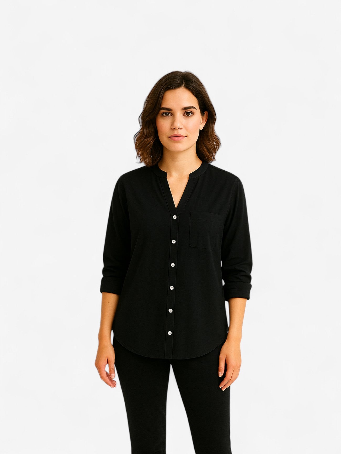 Jada | Women's Casual V Neck Long Sleeve Button Down Blouse