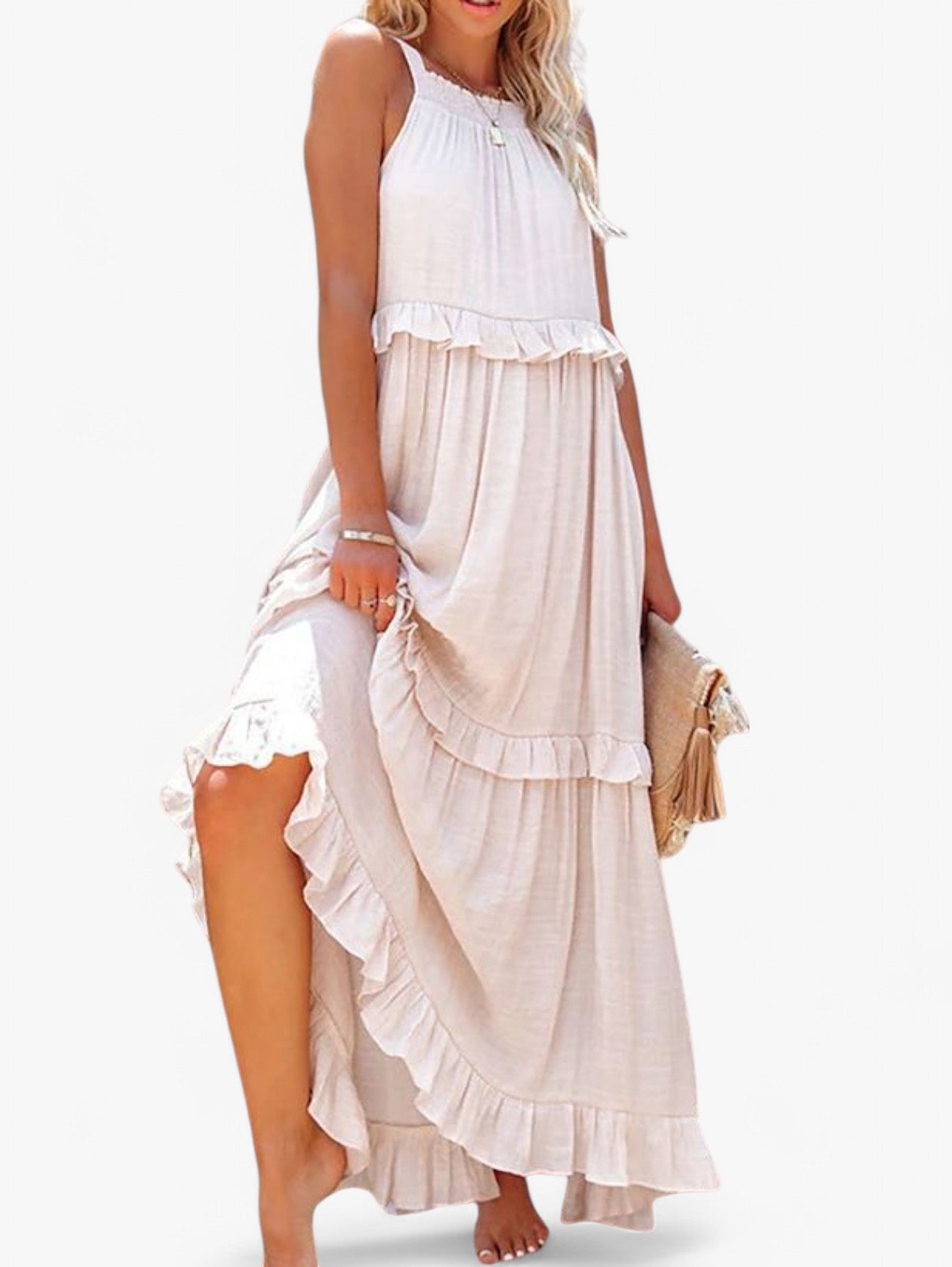 Jada | Women's Sleeveless Halter Neck Pleated Summer Maxi Dress