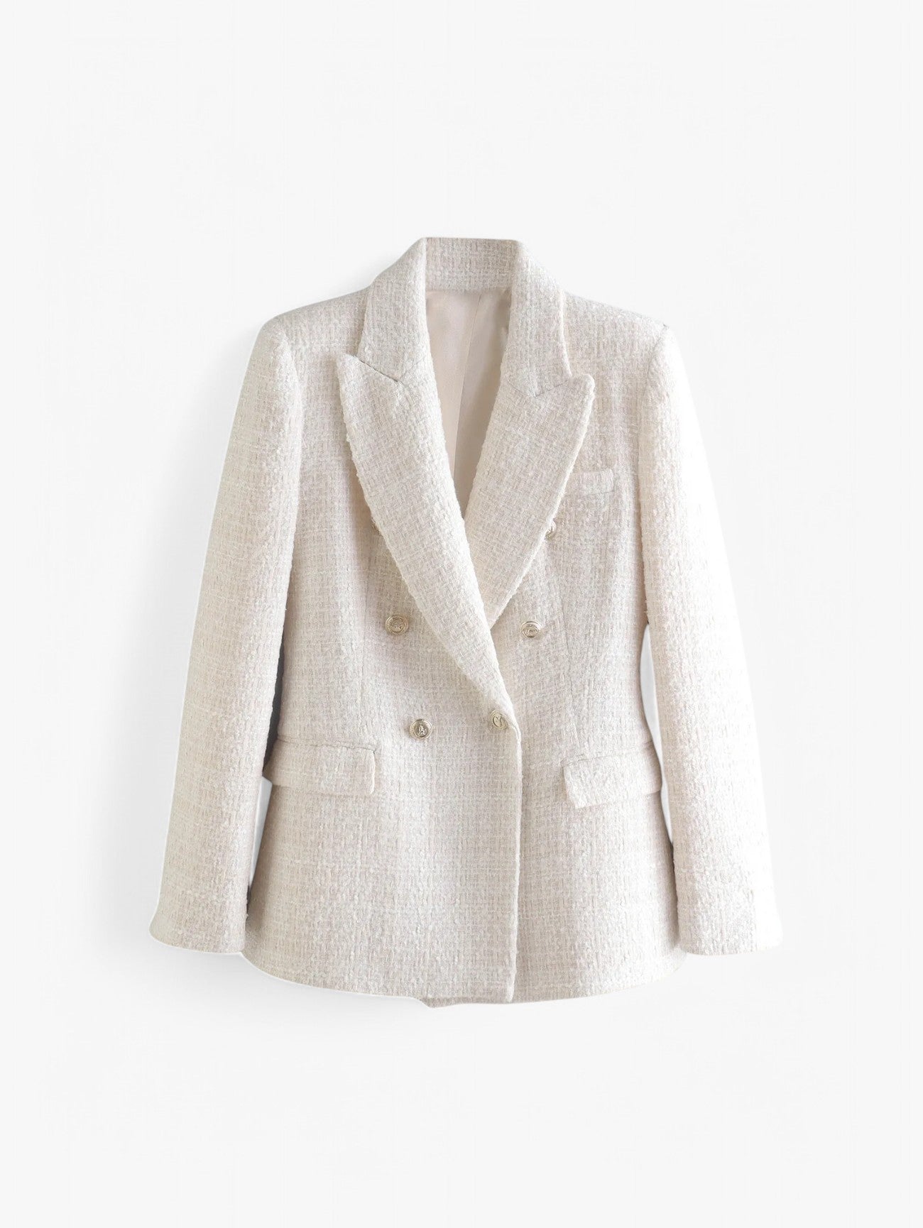 Jada | Women's Elegant Textured Tweed Fitted Blazer Jacket with Gold Buttons