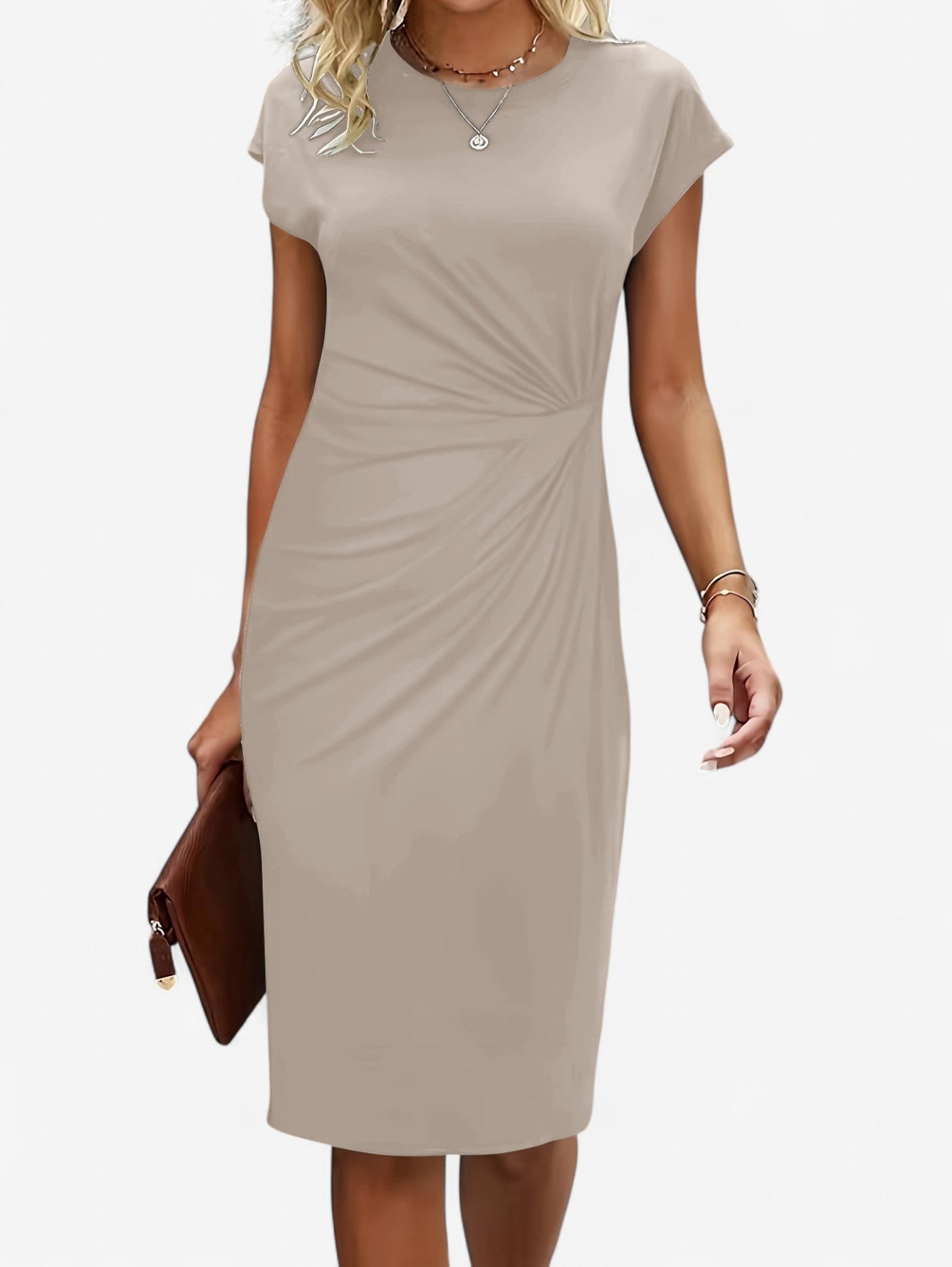Jada | Women’s Ruched Formal Wrap Bodycon Midi Dress